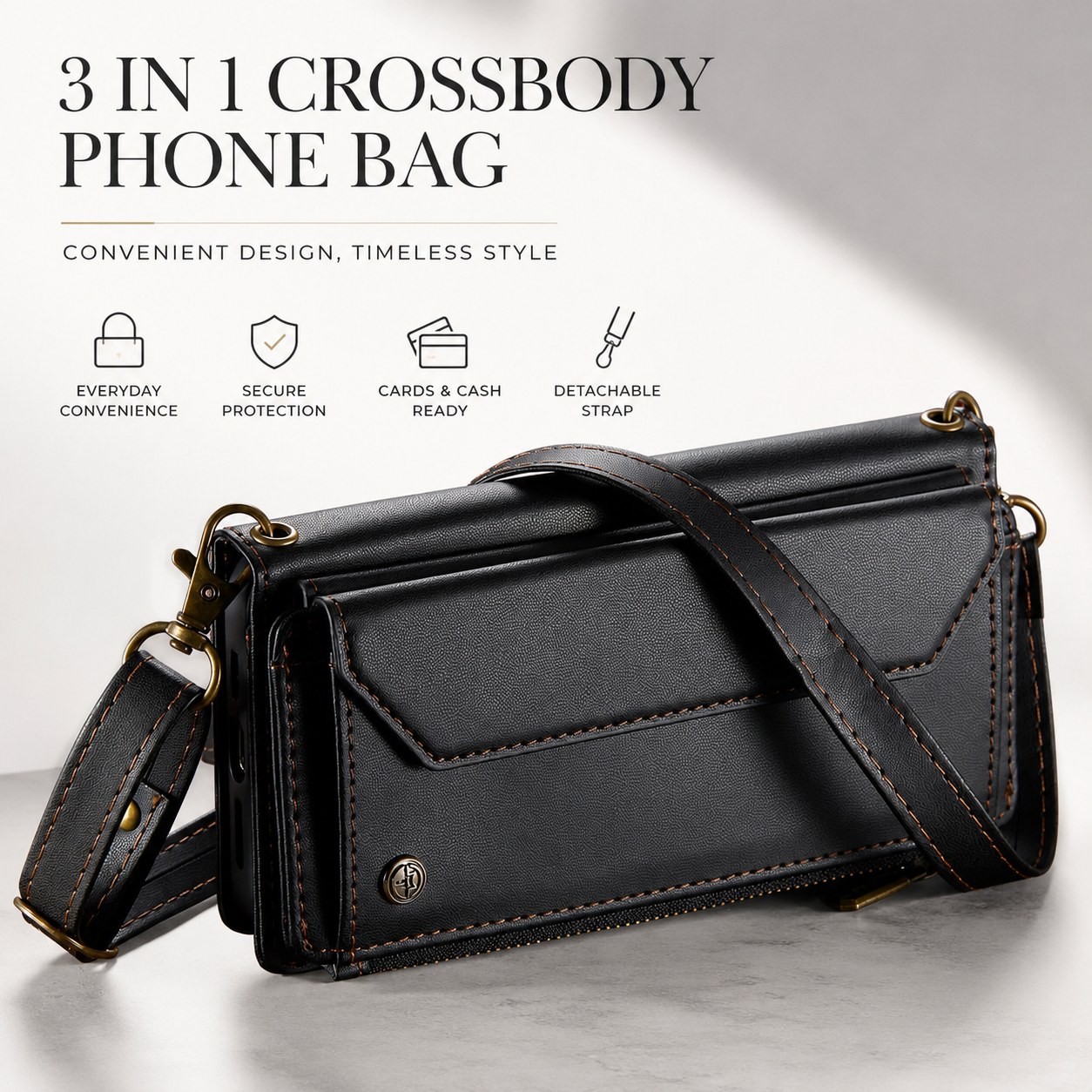 Premium iPhone Case Crossbody Wallet Cover RFID Blocking PU Leather Card Holder Shoulder Lanyard Wrist Strap Shockproof Full Coverage Protective Design