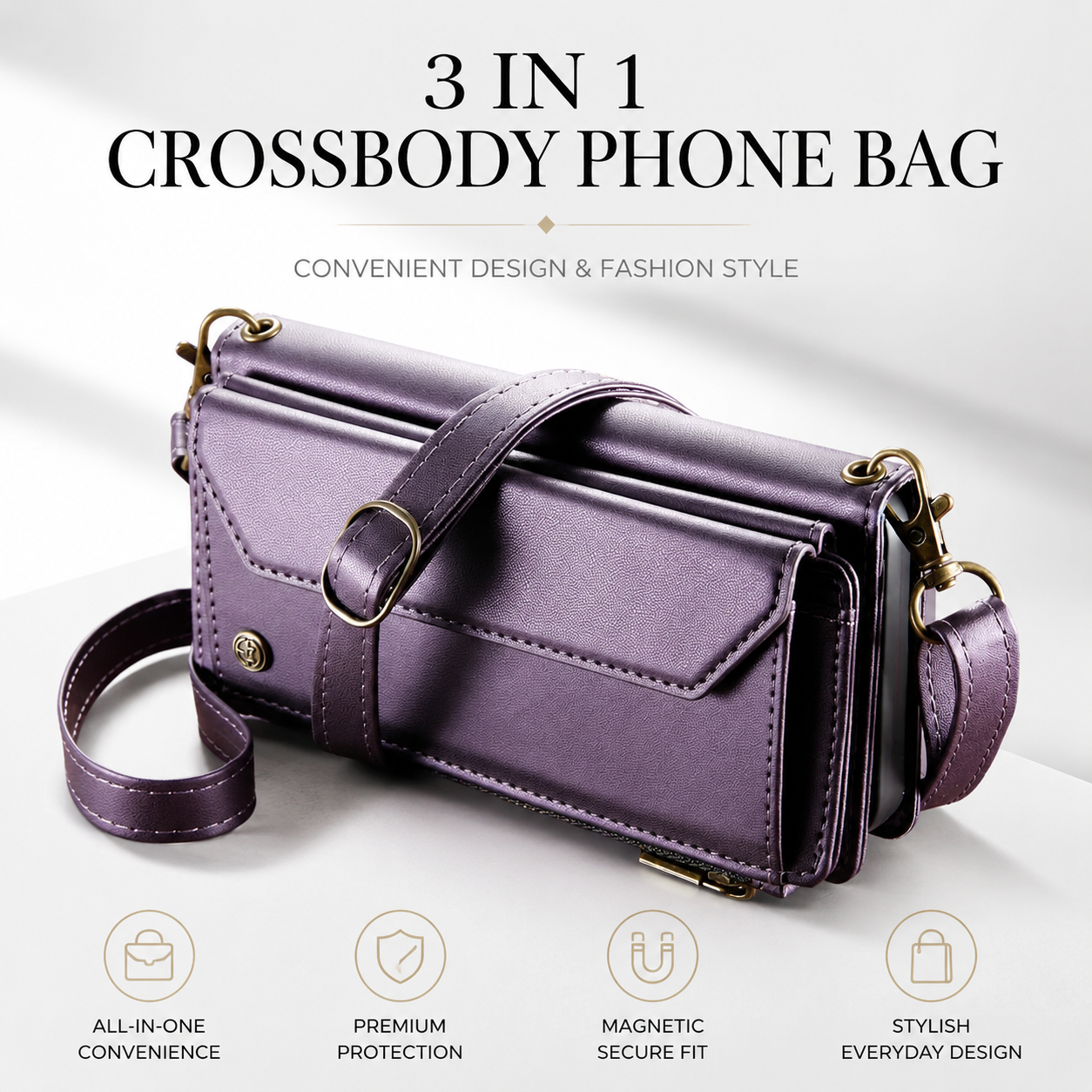 Premium iPhone Case Crossbody Wallet Cover RFID Blocking PU Leather Card Holder Shoulder Lanyard Wrist Strap Shockproof Full Coverage Protective Design