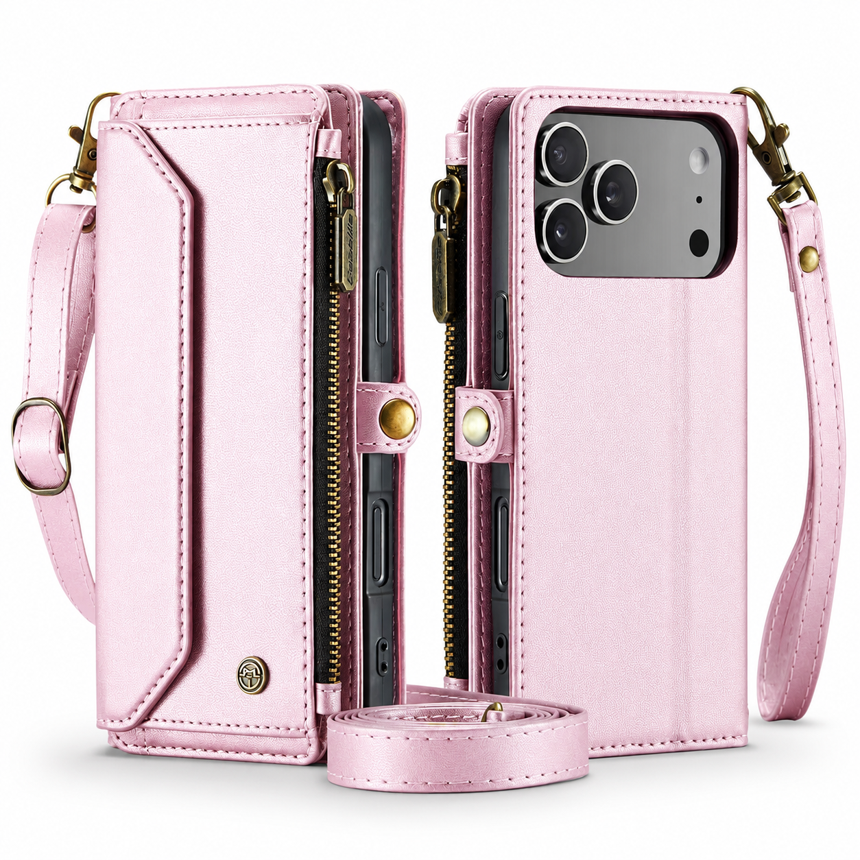 Premium iPhone Case Crossbody Wallet Cover RFID Blocking PU Leather Card Holder Shoulder Lanyard Wrist Strap Shockproof Full Coverage Protective Design