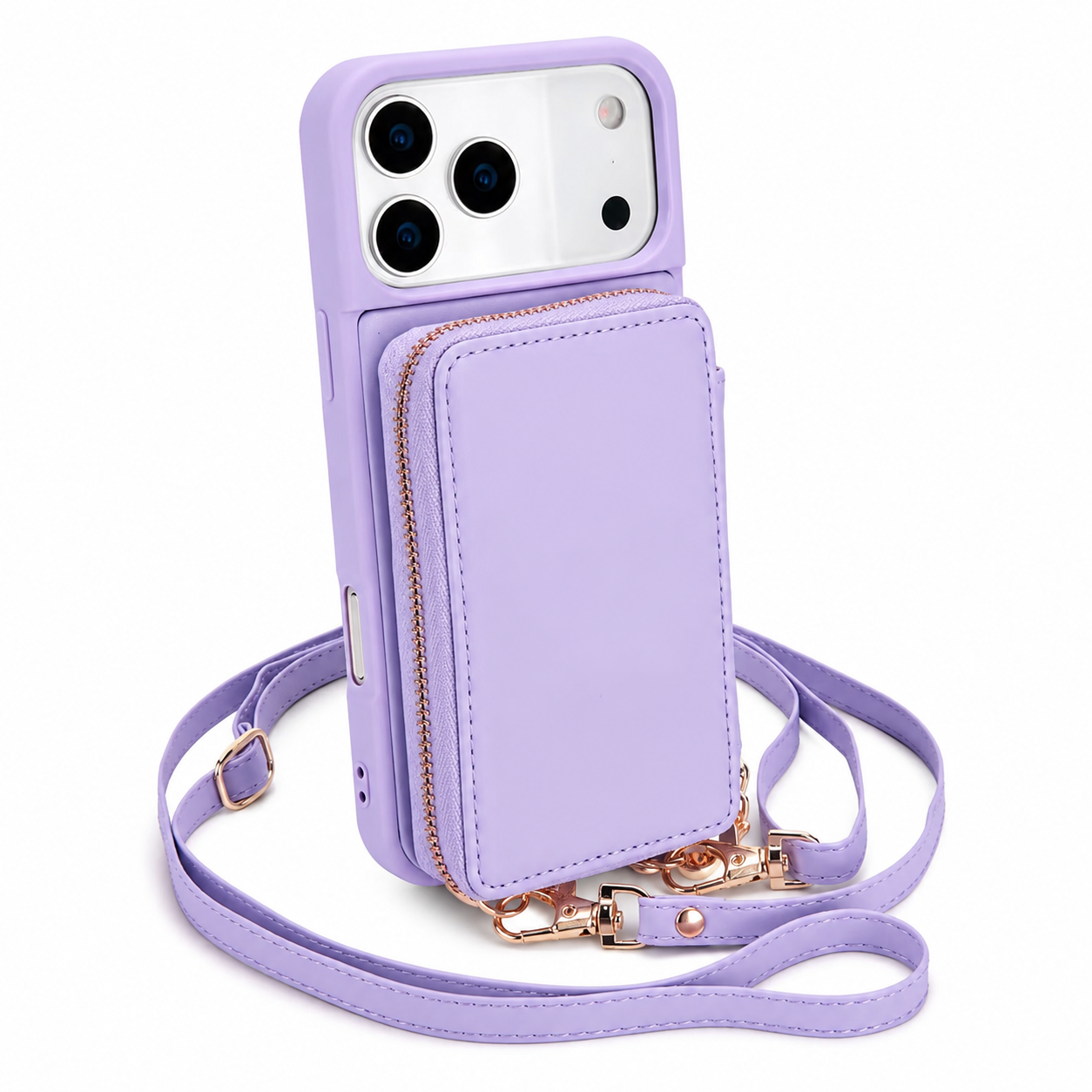 Premium iPhone Case Crossbody Wallet Leather Flip Cover RFID Card Holder Zipper Storage Shoulder Strap Shockproof Protective Full Coverage Design