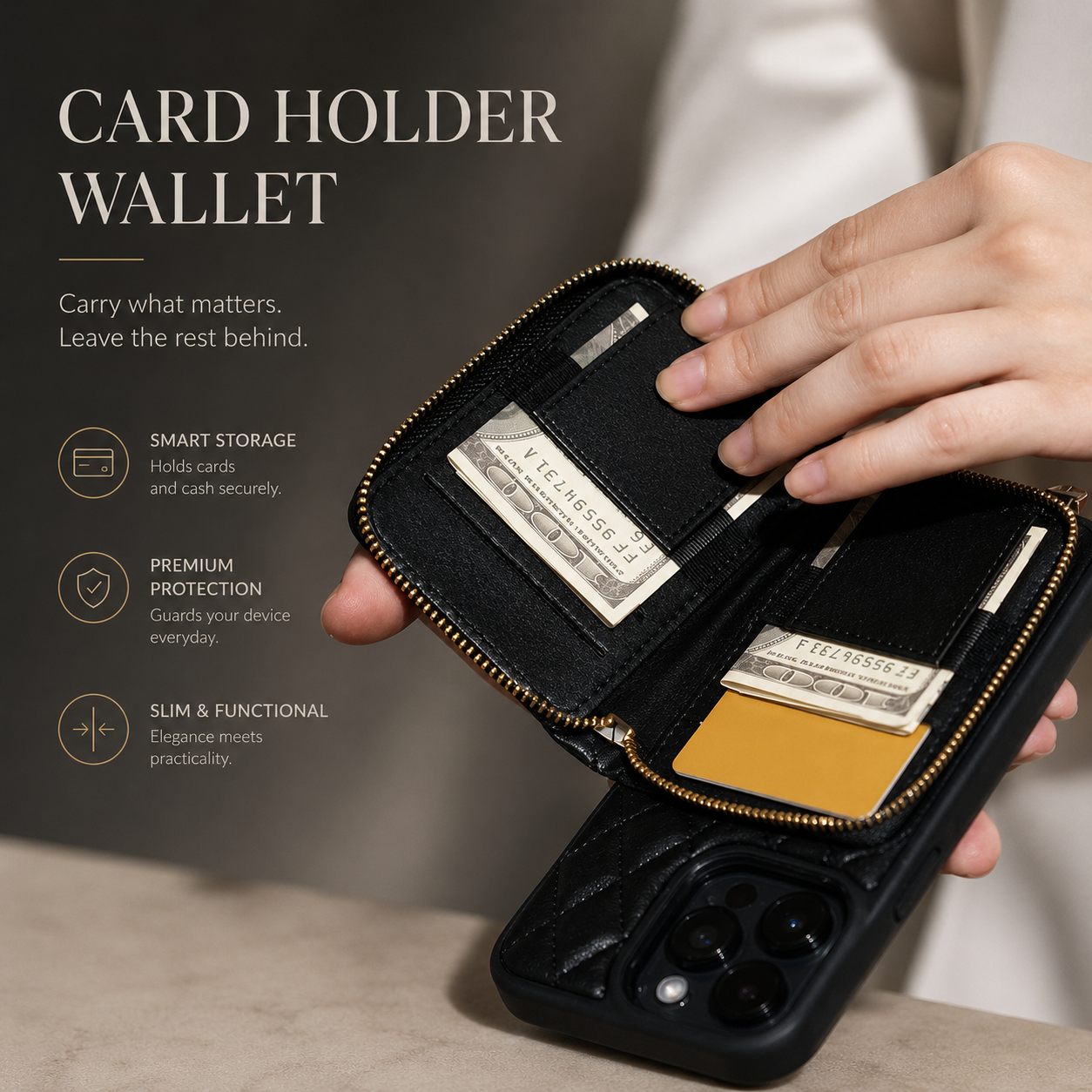 Premium iPhone Case Crossbody Wallet Leather Protective Cover Card Holder Chain Strap Shockproof Non Slip Portable Diamond Stitch Full Coverage Design
