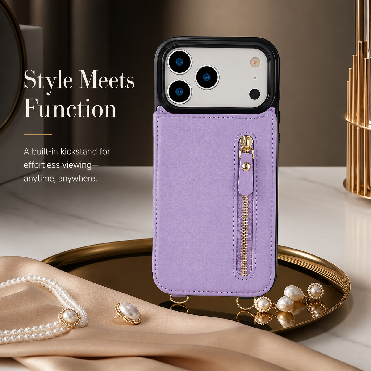 Premium iPhone Case Crossbody Wallet Leather Protective Cover RFID Card Holder Zipper Pocket Lanyard Strap Shockproof Anti Fingerprint Non Slip Full Coverage Design