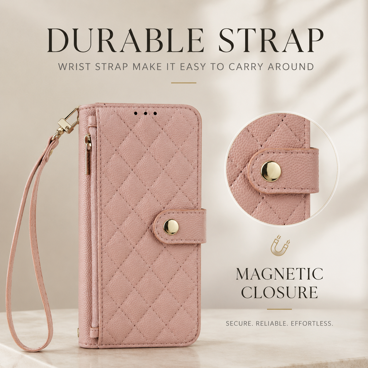 Premium iPhone Case Crossbody Wallet PU Leather Cover Card Holder Lanyard Strap Shockproof Anti Scratch Non Slip Full Coverage Slim Design