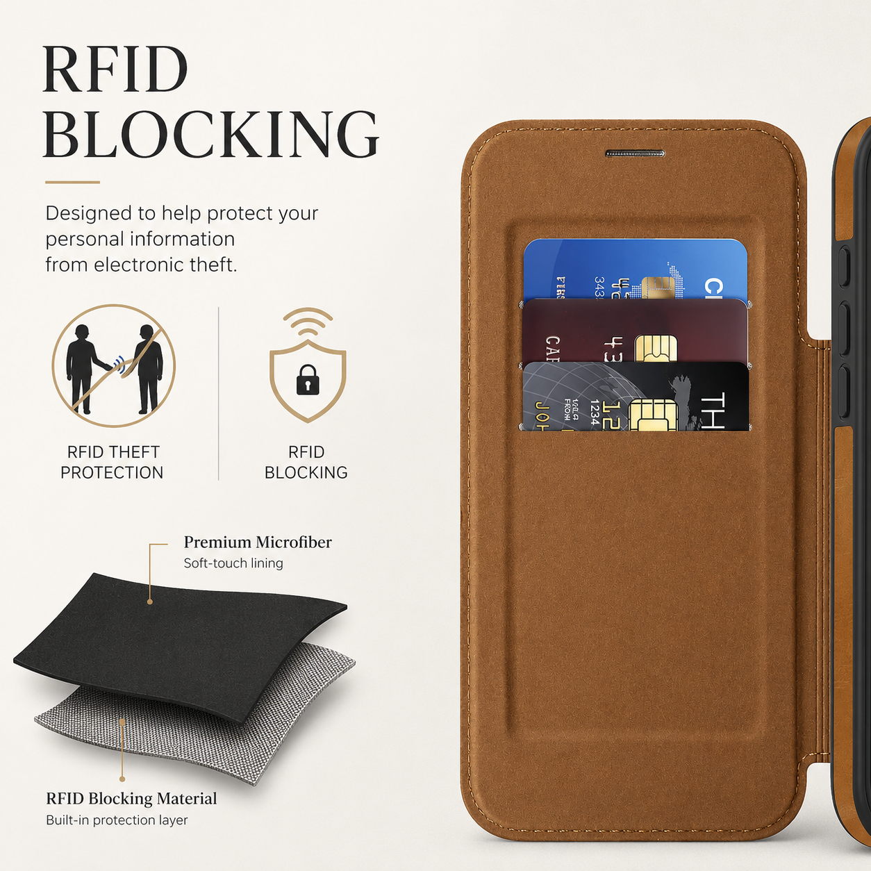 Premium iPhone Case Flip Leather Wallet Cover Magnetic Charging Compatible Card Holder Shockproof Slim Business Design Full Coverage Protection
