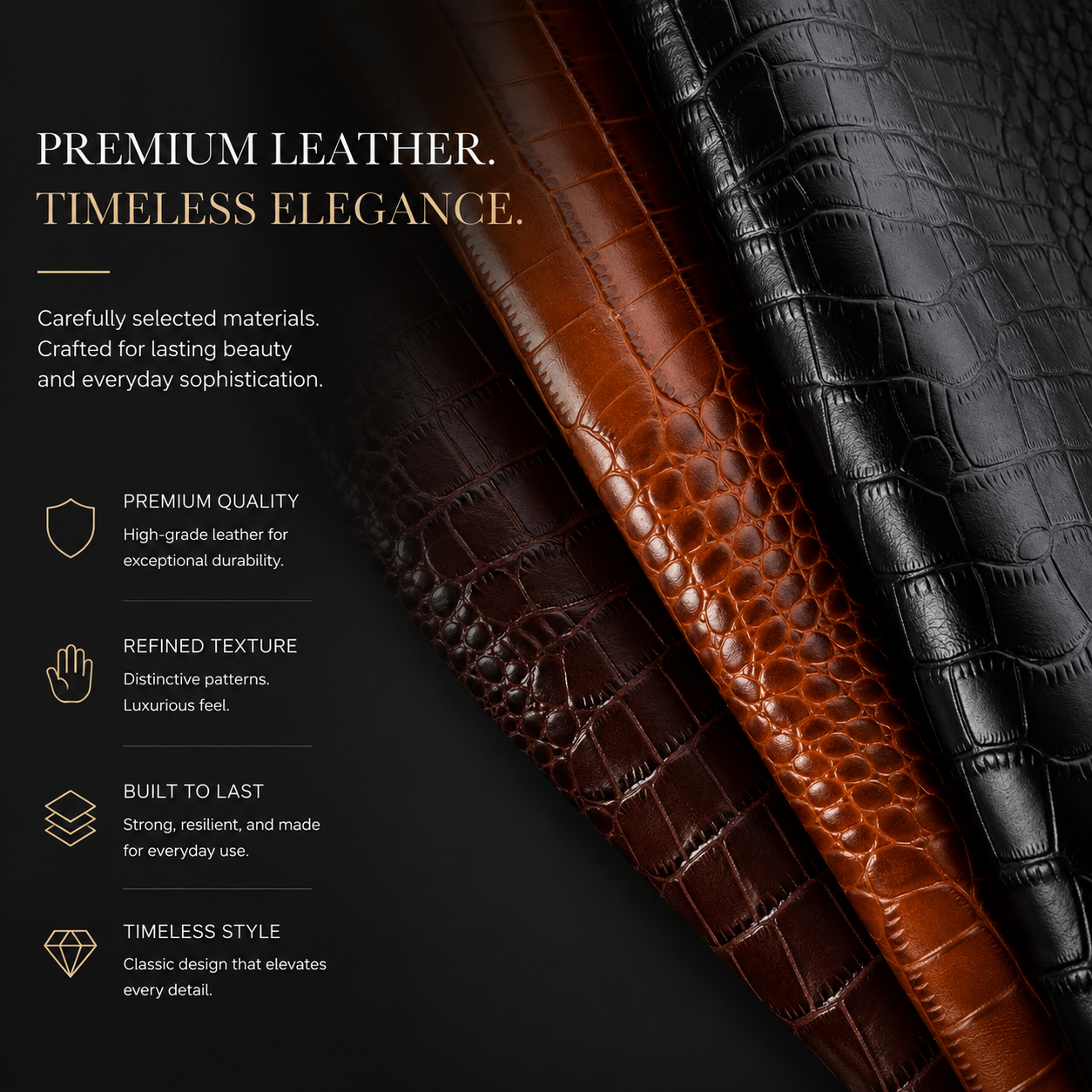 Premium iPhone Case Genuine Leather Crocodile Pattern Kickstand Wrist Strap Shockproof Protective Cover Slim Wallet Style Full Coverage Design