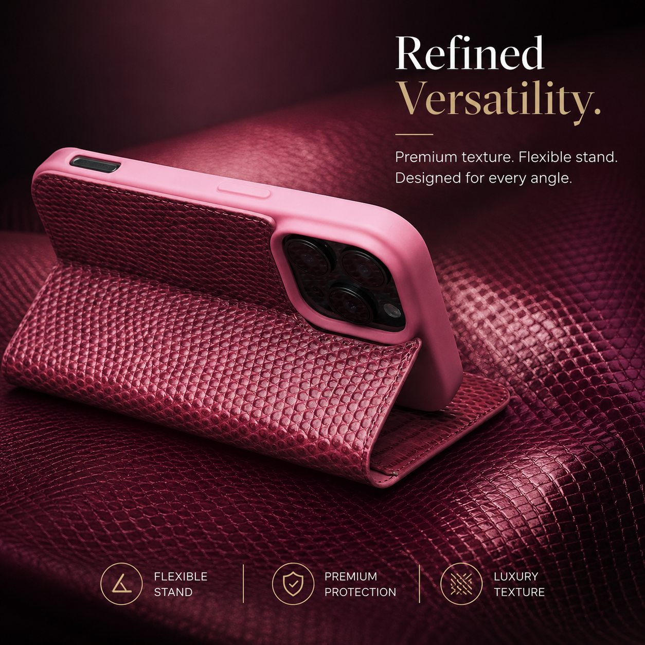 Premium iPhone Case Genuine Leather Flip Wallet Protective Cover Magnetic Closure Card Holder Kickstand Shockproof Non Slip Full Body Protection Case