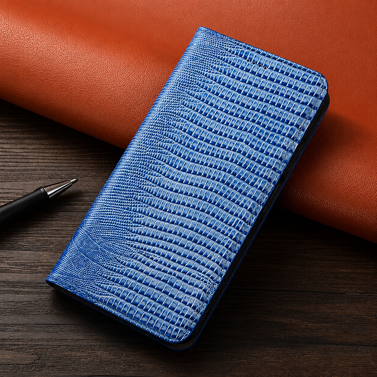 Premium iPhone Case Genuine Leather Flip Wallet Protective Cover Magnetic Closure Card Holder Kickstand Shockproof Non Slip Full Body Protection Case