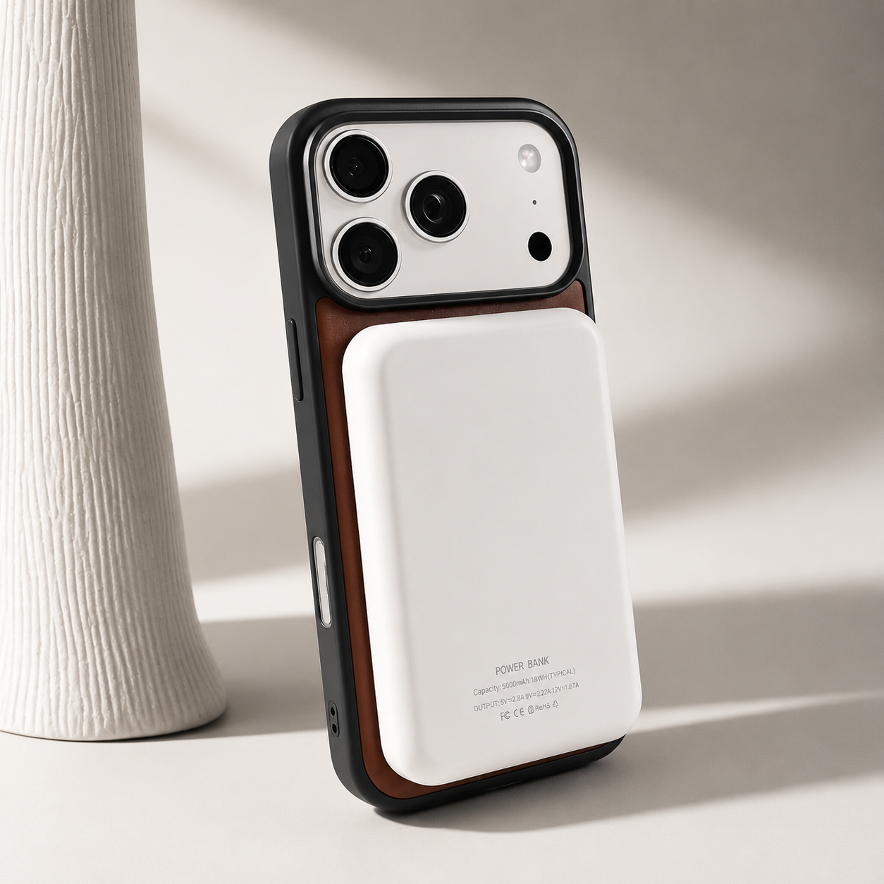 Premium iPhone Case Genuine Leather Magnetic Kickstand Foldable Bracket Stand Shockproof Protective Cover Slim Full Coverage Back Shell Design