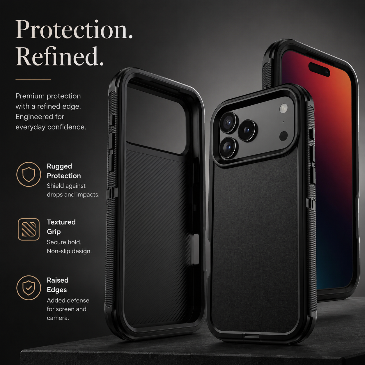 Premium iPhone Case Heavy Duty 3 Layer Hybrid Protective Cover Belt Clip Holster Shockproof Hard PC Matte Anti Fingerprint Full Coverage Design
