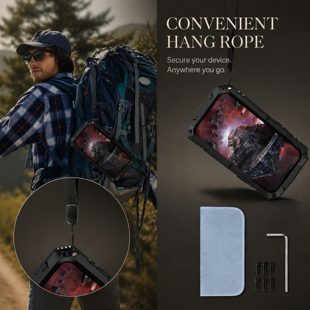 Premium iPhone Case Heavy Duty Aluminum Metal Armor Cover Tempered Glass Screen Shockproof Water Resistant Full Body Kickstand Camera Protection