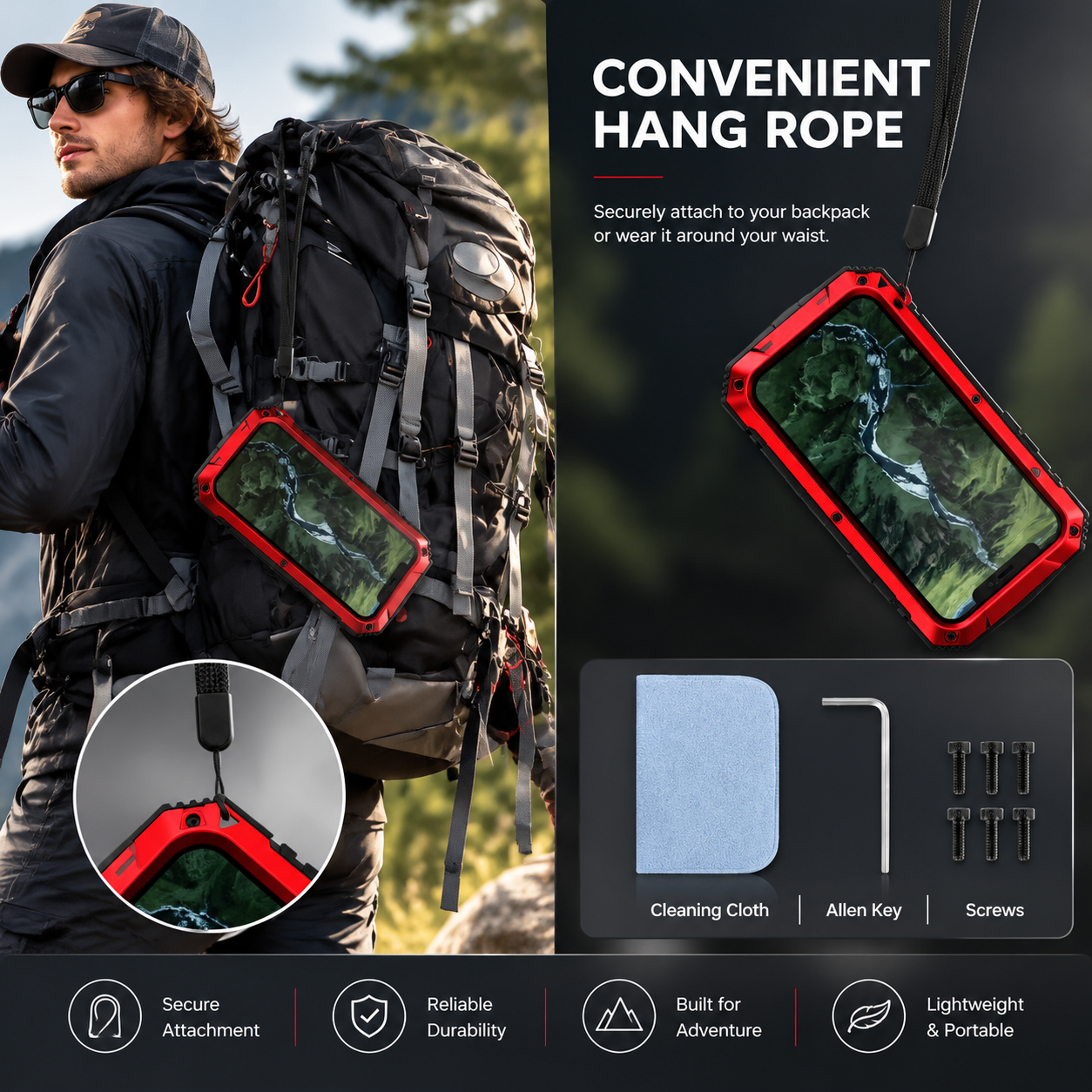 Premium iPhone Case Heavy Duty Aluminum Metal Armor Cover Tempered Glass Screen Shockproof Water Resistant Full Body Kickstand Camera Protection