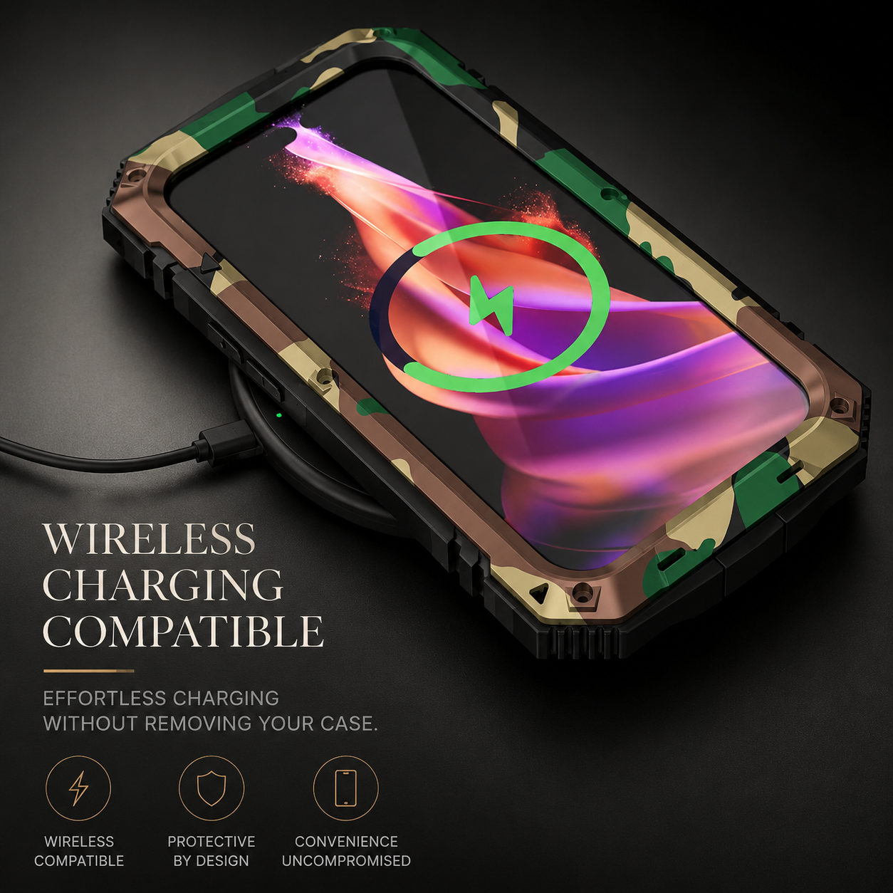 Premium iPhone Case Heavy Duty Aluminum Metal Armor Cover Tempered Glass Screen Shockproof Water Resistant Full Body Kickstand Camera Protection