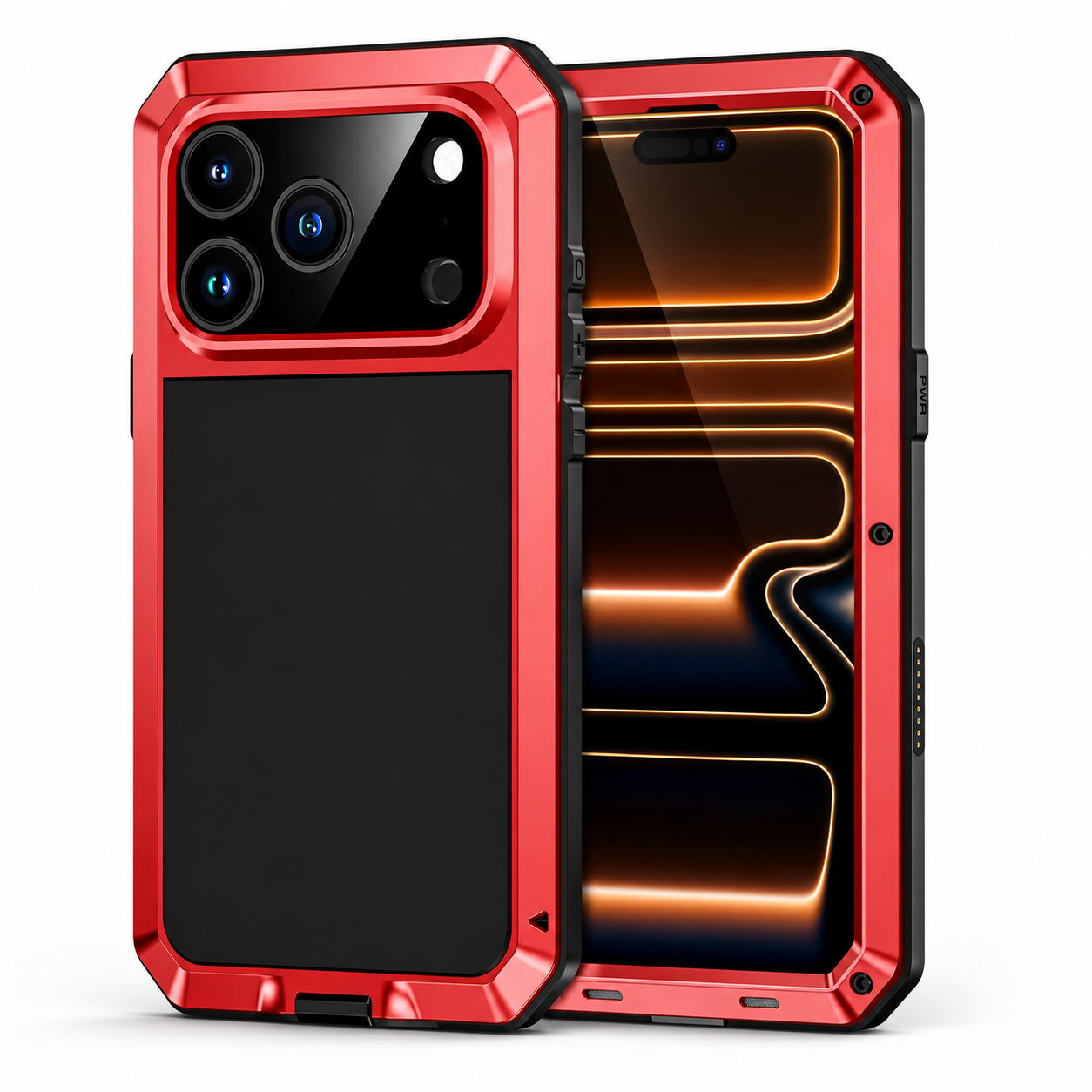 Premium iPhone Case Heavy Duty Metal Protective Cover Built In Glass Screen Protector Shockproof TPU PC Rugged Camera Protection Full Coverage