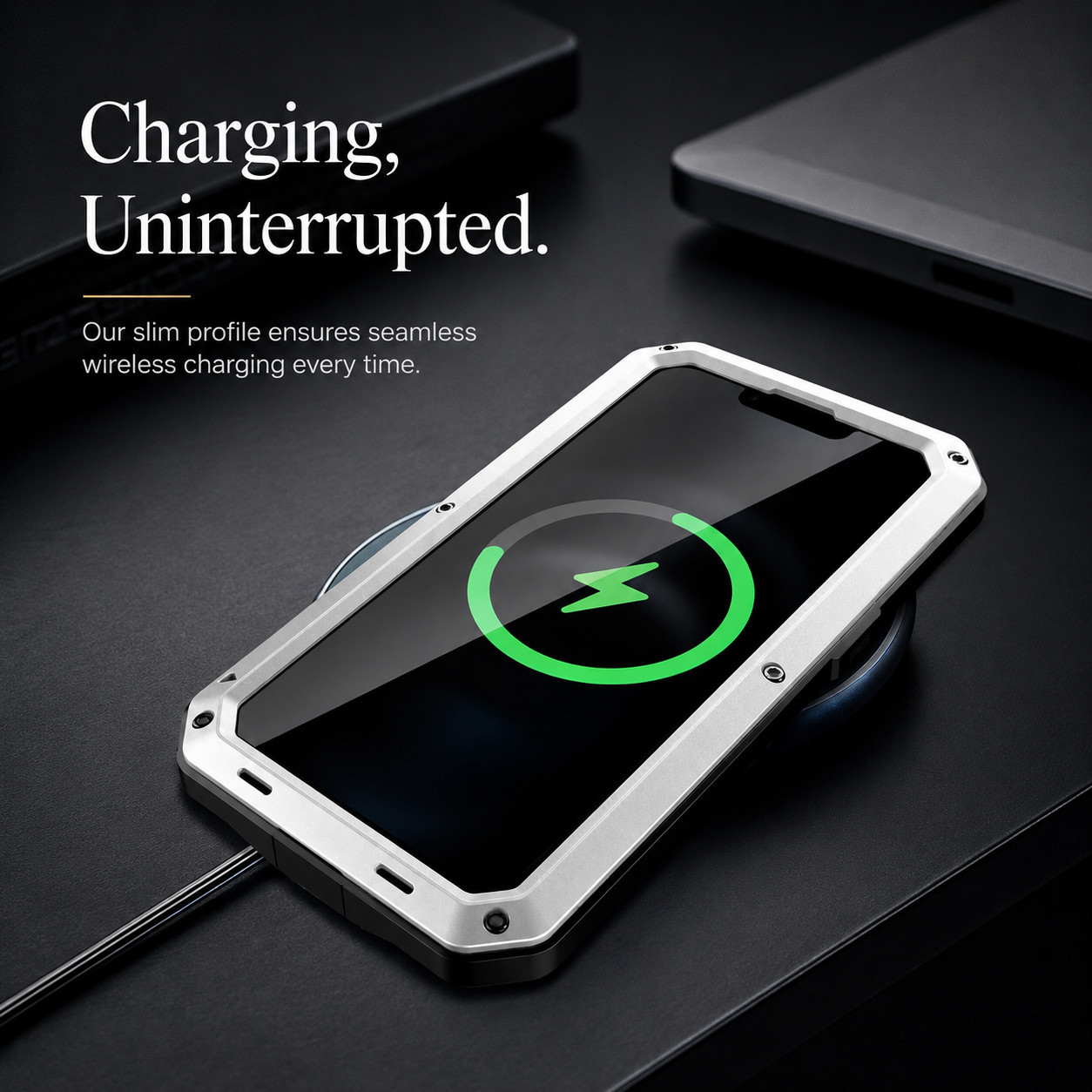 Premium iPhone Case Heavy Duty Metal Protective Cover Built In Glass Screen Protector Shockproof TPU PC Rugged Camera Protection Full Coverage