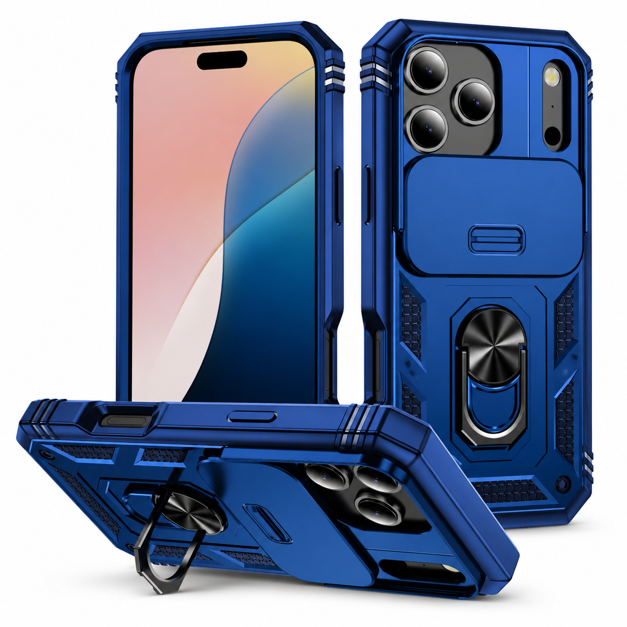 Premium iPhone Case Heavy Duty Rugged Shockproof Cover Sliding Camera Guard 360 Rotating Kickstand Anti Slip Magnetic Protective Full Coverage Design