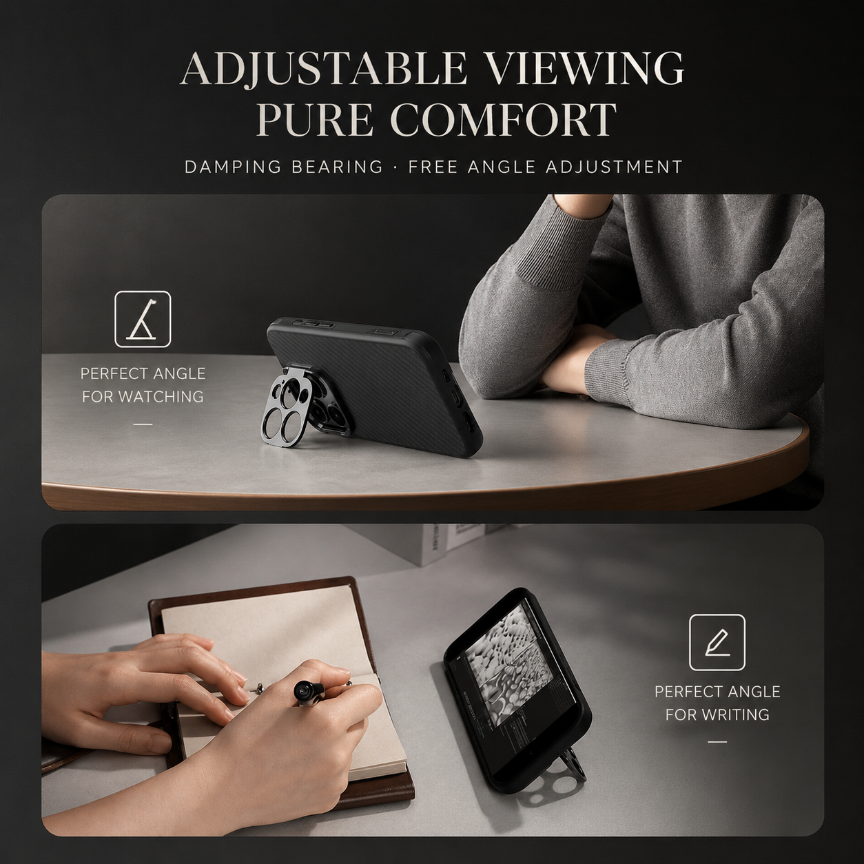 Premium iPhone Case MagSafe Compatible 600D Kevlar Aramid Cover Invisible Camera Ring Stand Shockproof Slim Half Wrapped Protective Design