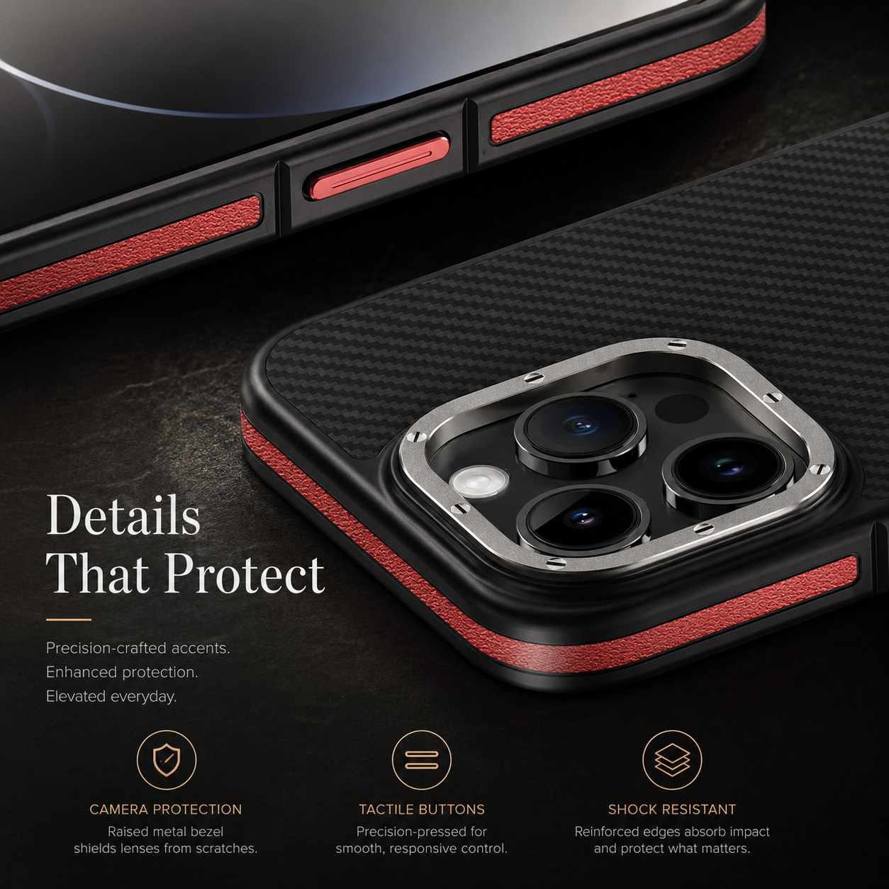Premium iPhone Case MagSafe Compatible 600D Kevlar Carbon Fiber Cover Metal Camera Ring Shockproof Anti Scratch Slim Half Wrapped Design