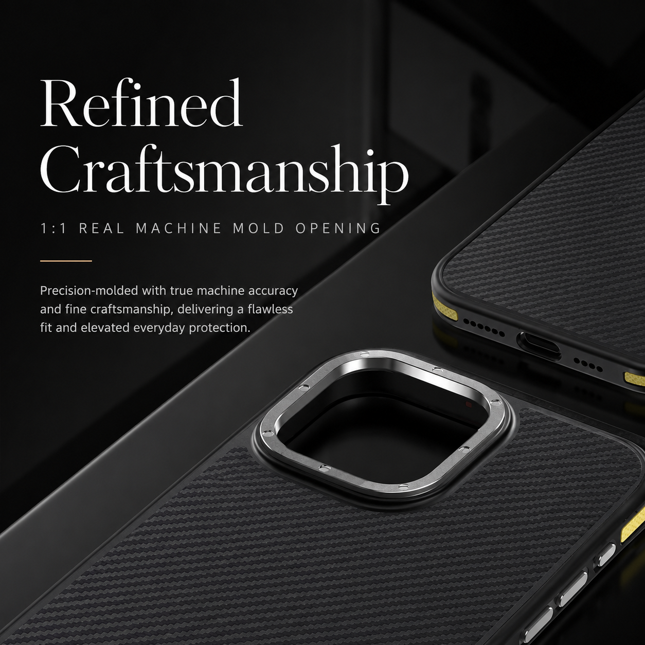 Premium iPhone Case MagSafe Compatible 600D Kevlar Carbon Fiber Cover Metal Camera Ring Shockproof Anti Scratch Slim Half Wrapped Design
