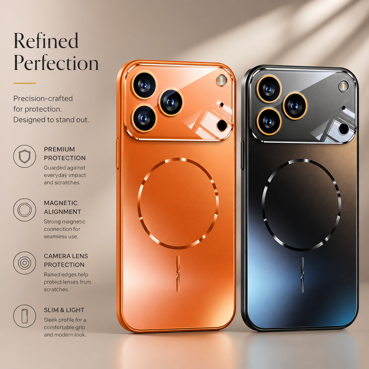 Premium iPhone Case MagSafe Compatible AG Matte Acrylic Protective Cover Magnetic Wireless Charging Camera Lens Protection Slim Hard Back Full Coverage