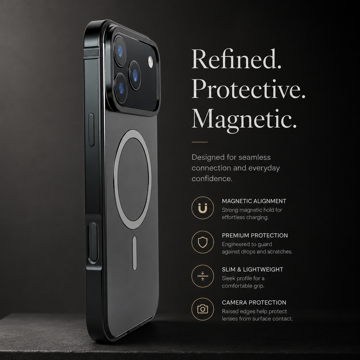 Premium iPhone Case MagSafe Compatible Aluminum Alloy Frame Metal Protective Cover Shockproof Camera Lens Protection Anti Drop Slim Wireless Charging