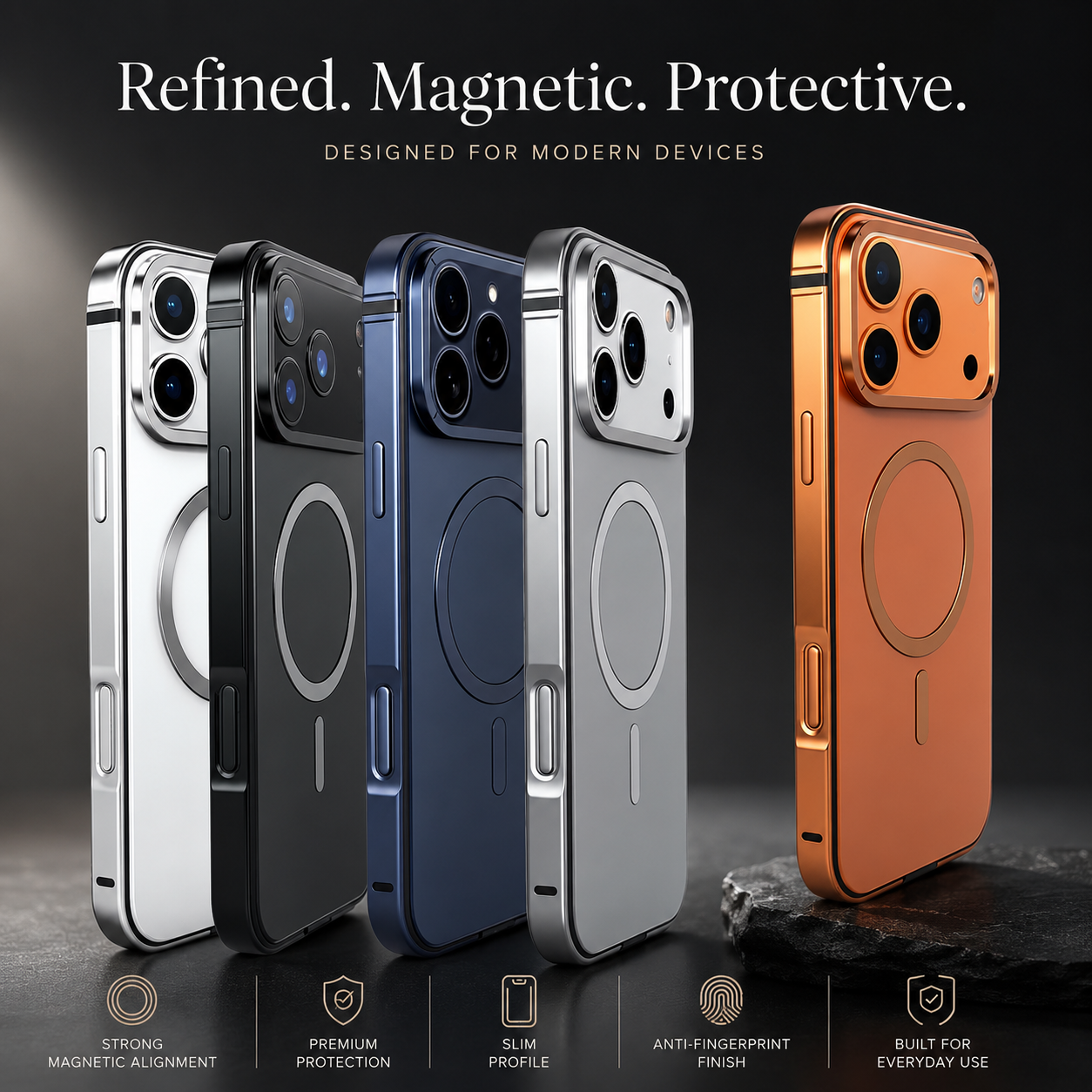 Premium iPhone Case MagSafe Compatible Aluminum Alloy Frame Metal Protective Cover Shockproof Camera Lens Protection Anti Drop Slim Wireless Charging