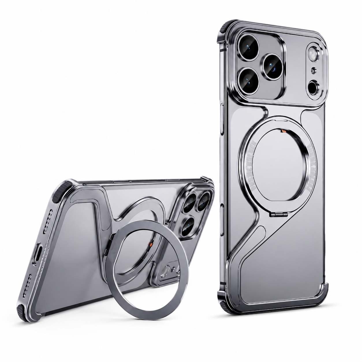 Premium iPhone Case MagSafe Compatible Aluminum Alloy Frameless Magnetic Bumper Z Shape Shockproof Metal Edge Slim Lightweight Camera Protection