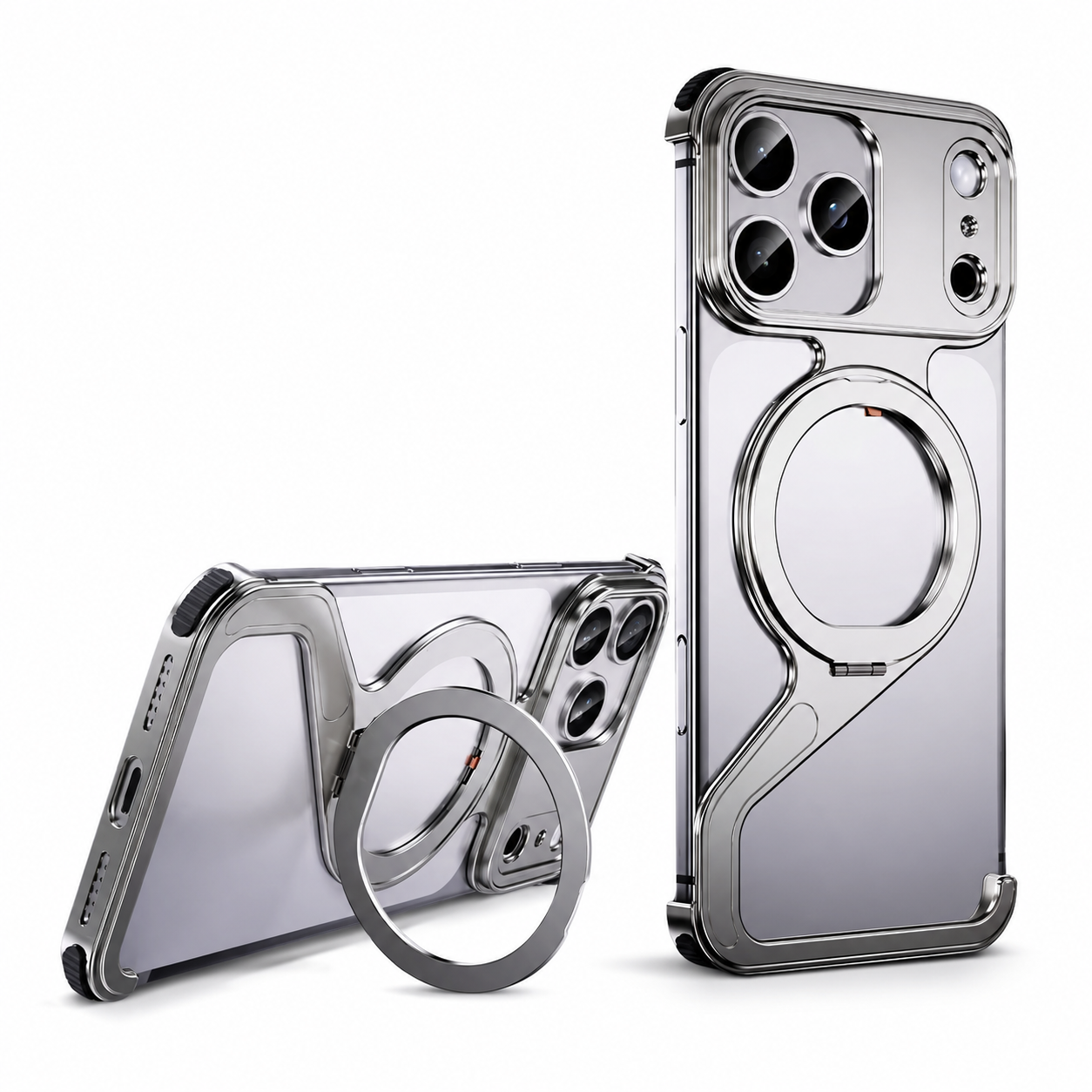 Premium iPhone Case MagSafe Compatible Aluminum Alloy Frameless Magnetic Bumper Z Shape Shockproof Metal Edge Slim Lightweight Camera Protection