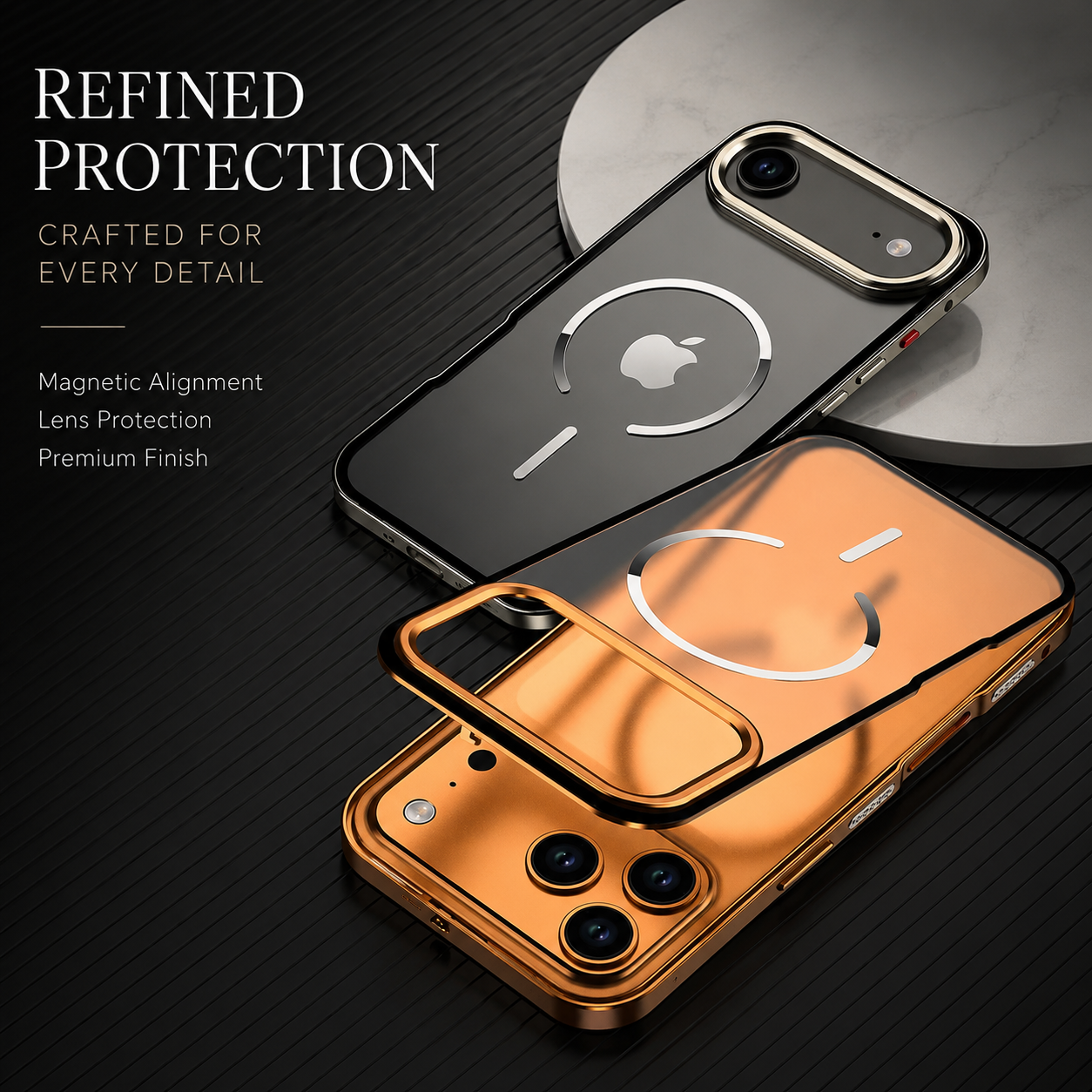 Premium iPhone Case MagSafe Compatible Aluminum Alloy Frosted Backplate Protective Cover Shockproof Anti Fingerprint Slim Lightweight Camera Protection Full Coverage