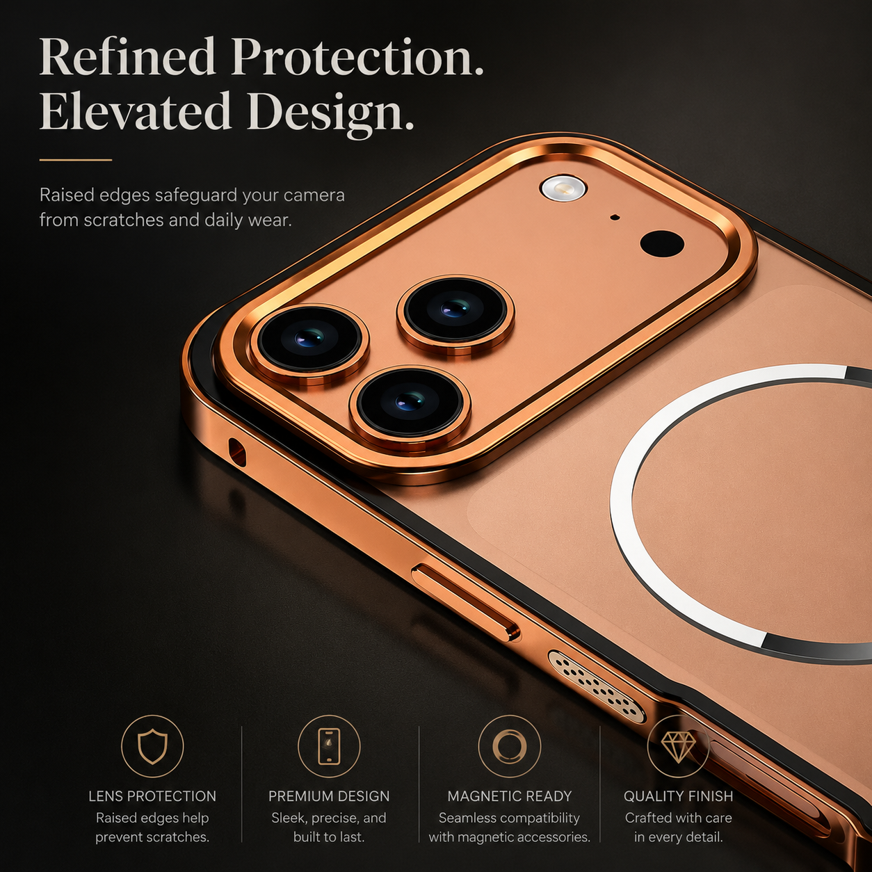 Premium iPhone Case MagSafe Compatible Aluminum Alloy Frosted Backplate Protective Cover Shockproof Anti Fingerprint Slim Lightweight Camera Protection Full Coverage