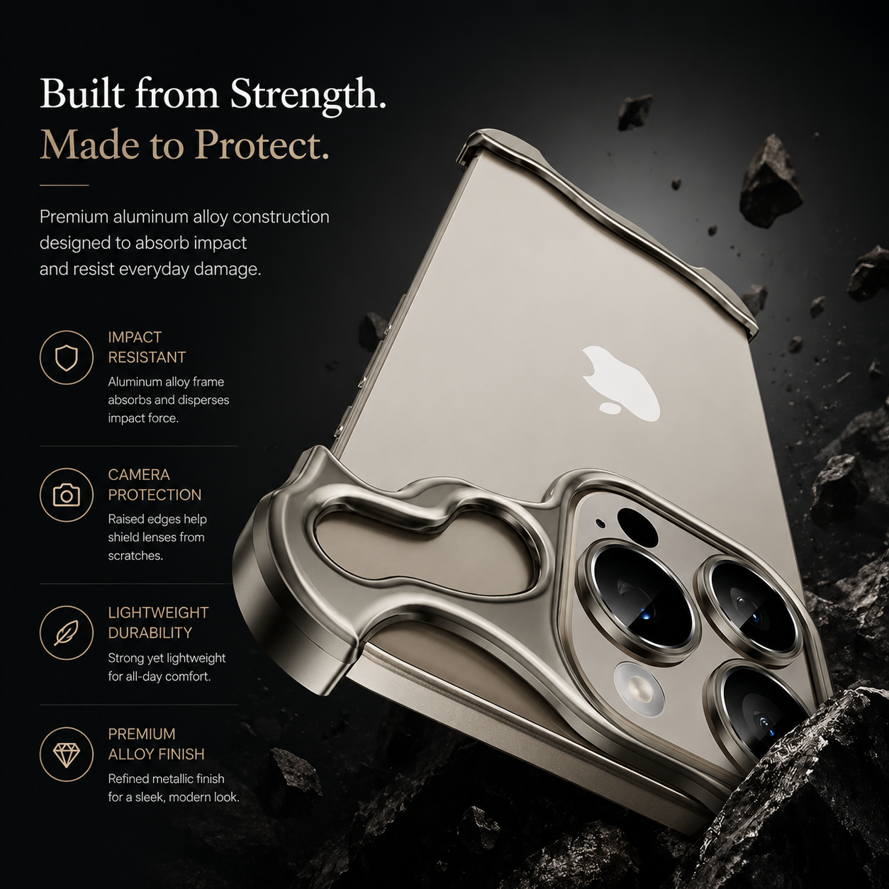 Premium iPhone Case MagSafe Compatible Aluminum Bumper Ultra Thin Metal Frame Cover Shockproof Camera Lens Protection Slim Minimal Design Full Coverage