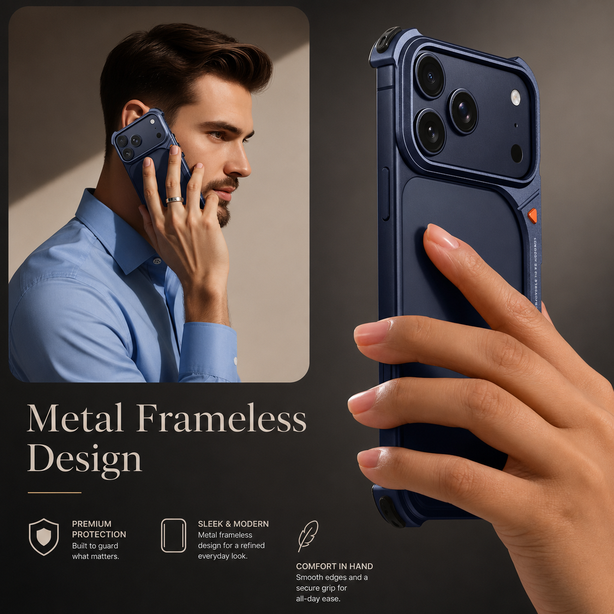 Premium iPhone Case MagSafe Compatible Aluminum Frame Bumper Protective Cover Metal Camera Lens Protection Shockproof Lightweight Non Slip Open Back Design