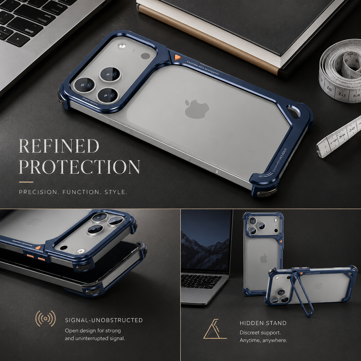 Premium iPhone Case MagSafe Compatible Aluminum Frame Bumper Protective Cover Metal Camera Lens Protection Shockproof Lightweight Non Slip Open Back Design