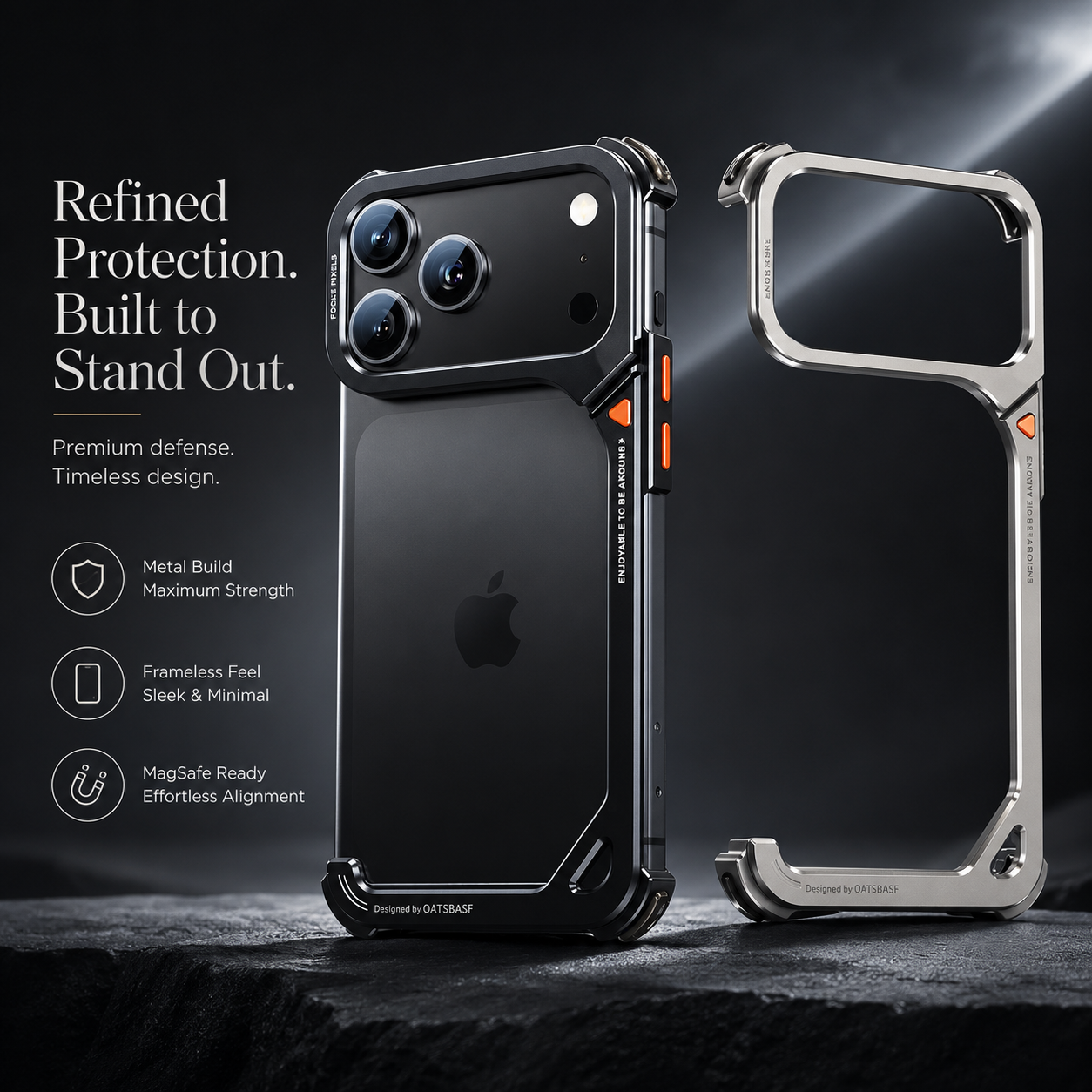Premium iPhone Case MagSafe Compatible Aluminum Frame Bumper Protective Cover Metal Camera Lens Protection Shockproof Lightweight Non Slip Open Back Design