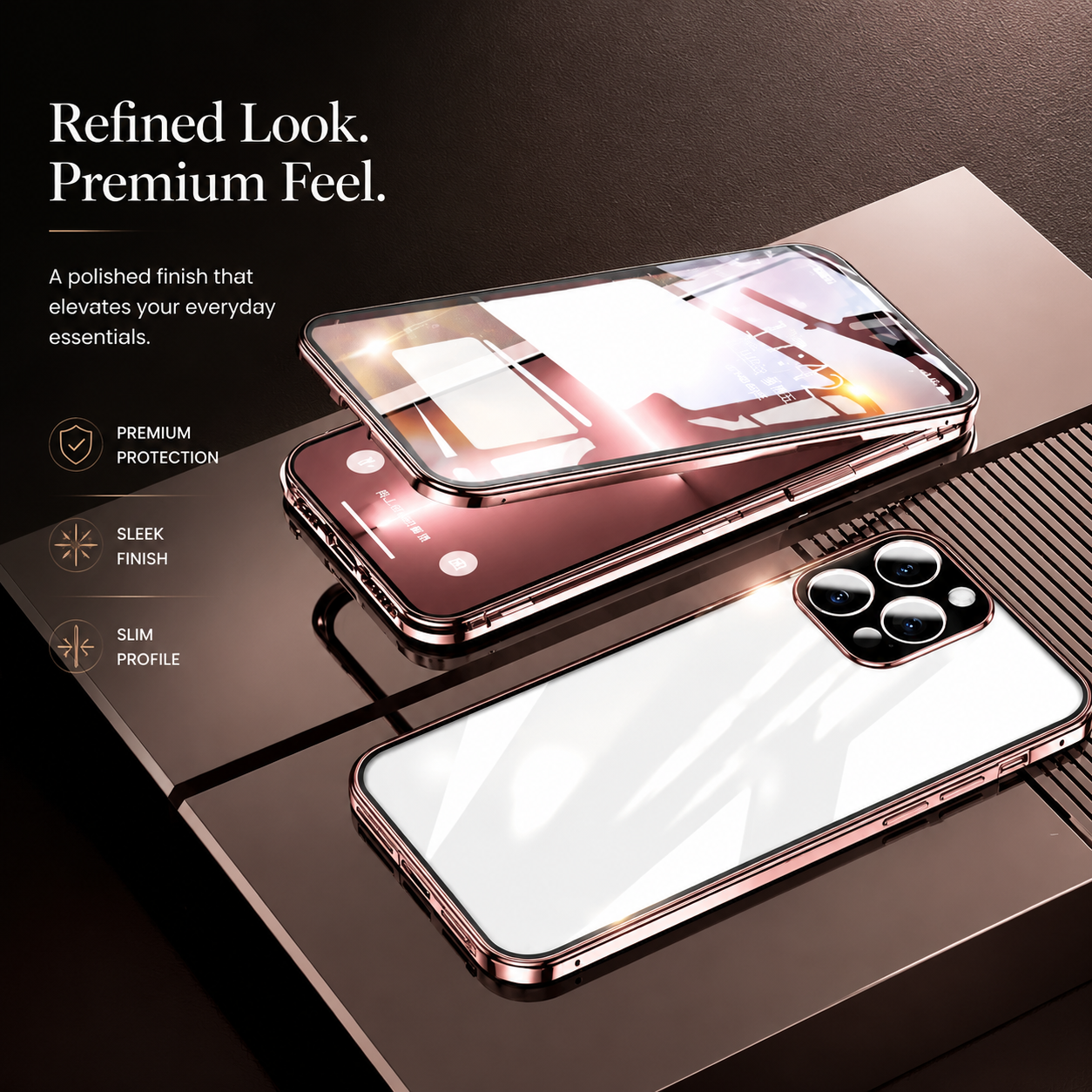 Premium iPhone Case MagSafe Compatible Aluminum Glass Full Body Cover Transparent Magnetic Shockproof Protective 360 Camera Lens Guard Slim Design