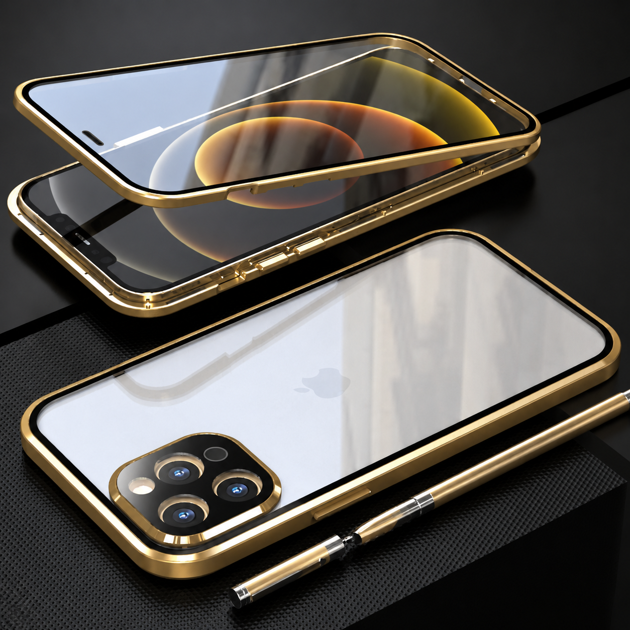 Premium iPhone Case MagSafe Compatible Aluminum Glass Full Body Cover Transparent Magnetic Shockproof Protective 360 Camera Lens Guard Slim Design