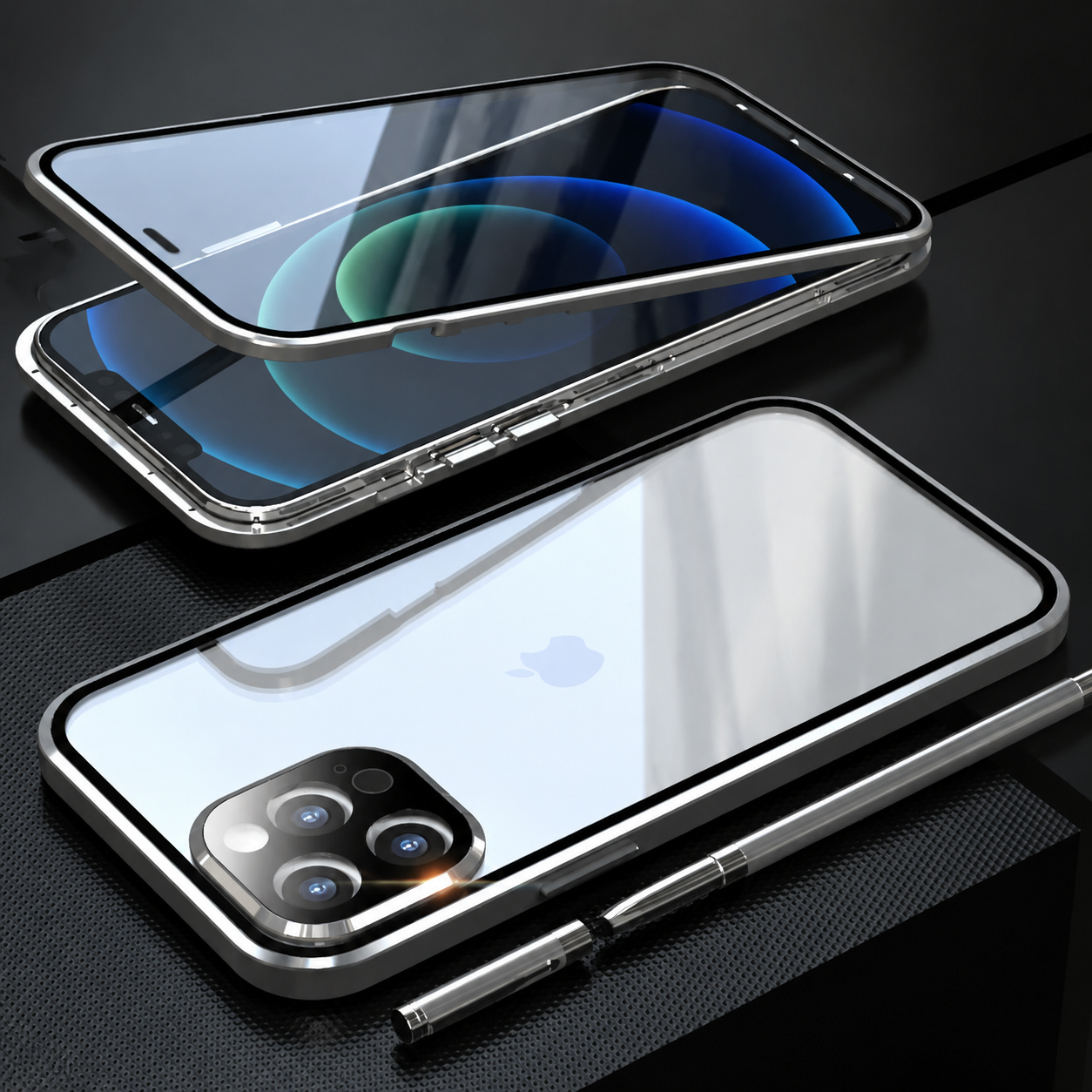 Premium iPhone Case MagSafe Compatible Aluminum Glass Full Body Cover Transparent Magnetic Shockproof Protective 360 Camera Lens Guard Slim Design