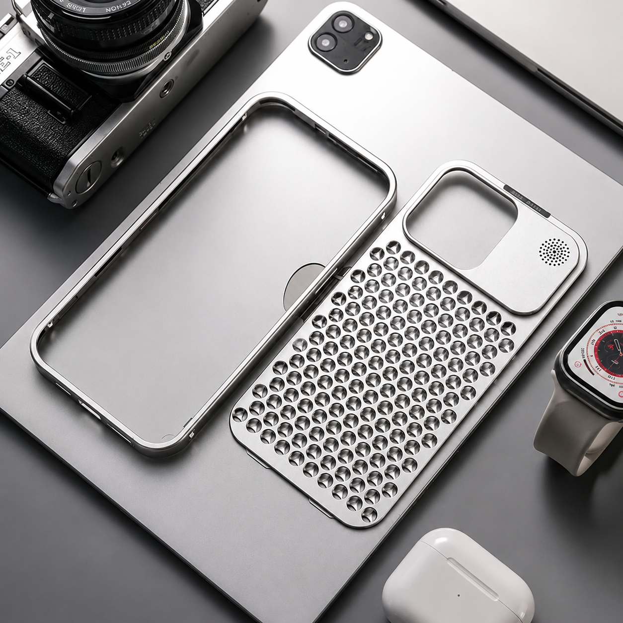 Premium iPhone Case MagSafe Compatible Aluminum Metal Frame Heat Dissipation Magnetic Cover Shockproof Protective Camera Lens Guard Slim Full Coverage