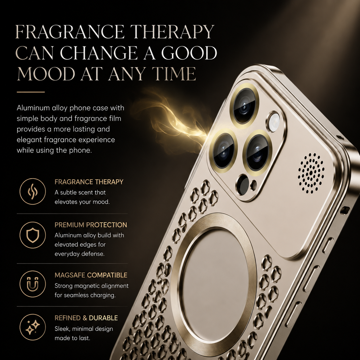 Premium iPhone Case MagSafe Compatible Aluminum Metal Frame Heat Dissipation Shockproof Cover Electroplated Protective Camera Lens Guard Slim Design