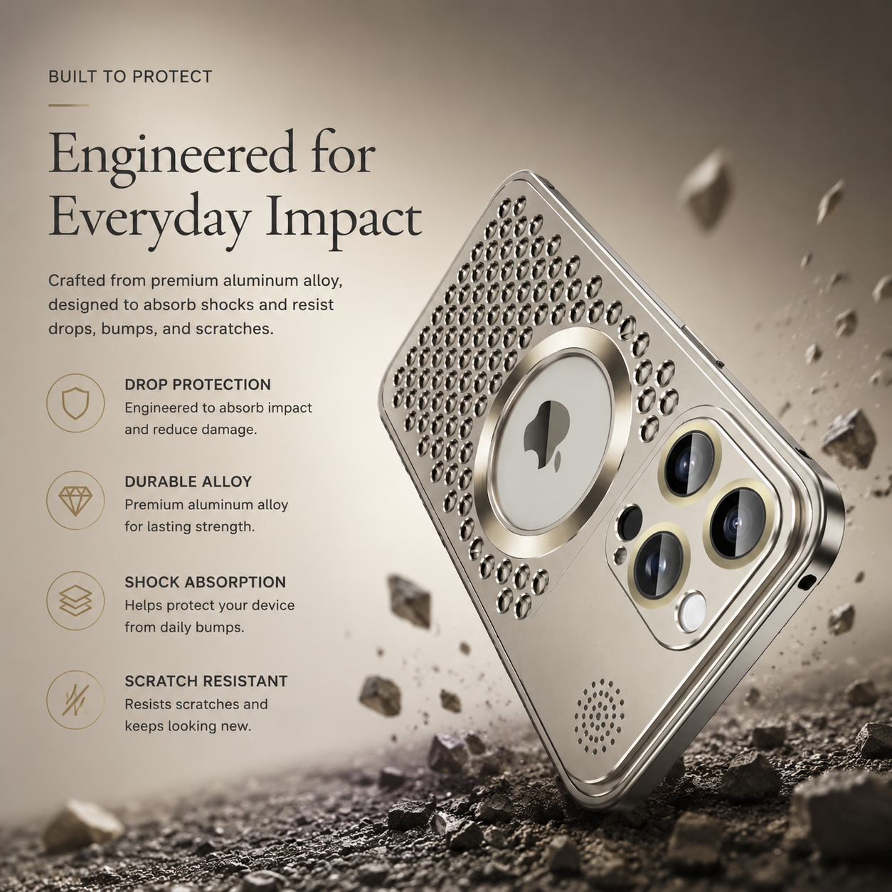 Premium iPhone Case MagSafe Compatible Aluminum Metal Frame Heat Dissipation Shockproof Cover Electroplated Protective Camera Lens Guard Slim Design