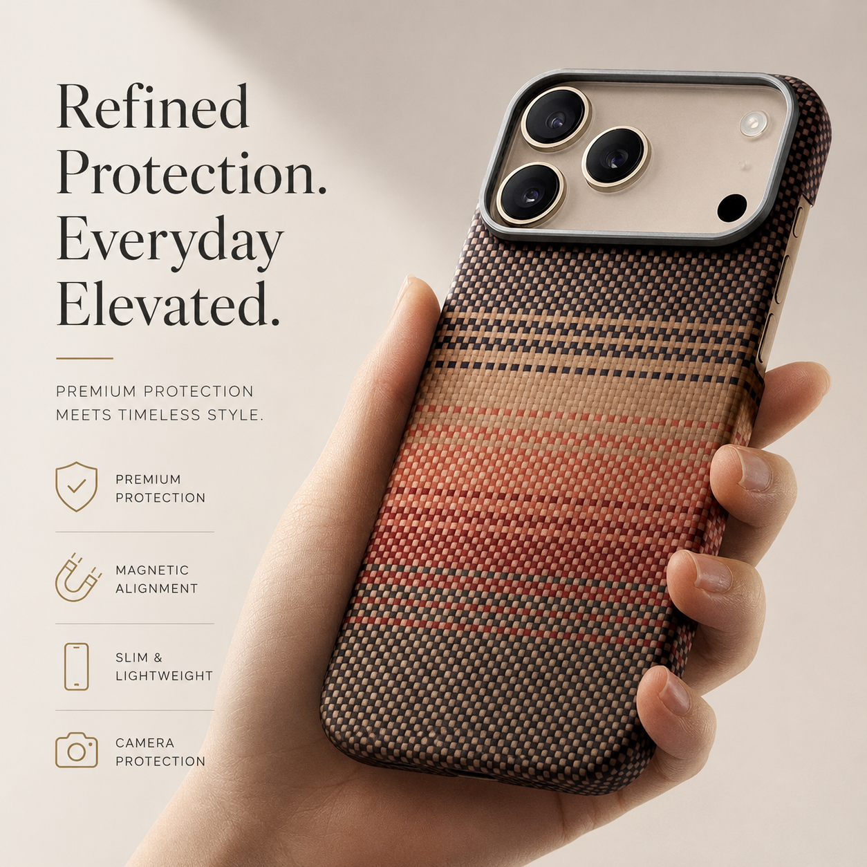 Premium iPhone Case MagSafe Compatible Aramid Carbon Fiber Cover Ultra Thin Magnetic Shockproof Anti Scratch Lightweight Slim Protective Design