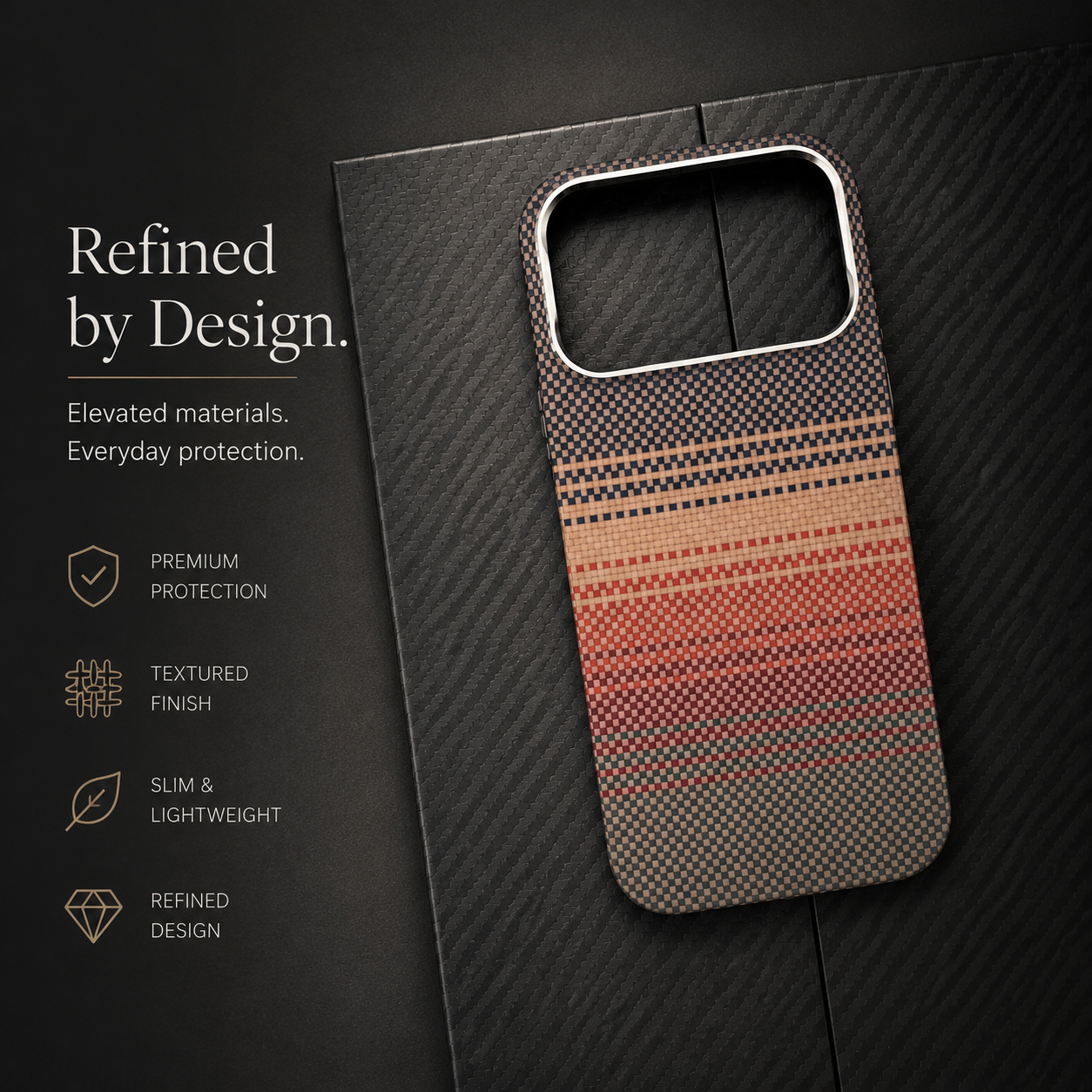 Premium iPhone Case MagSafe Compatible Aramid Carbon Fiber Cover Ultra Thin Magnetic Shockproof Anti Scratch Lightweight Slim Protective Design