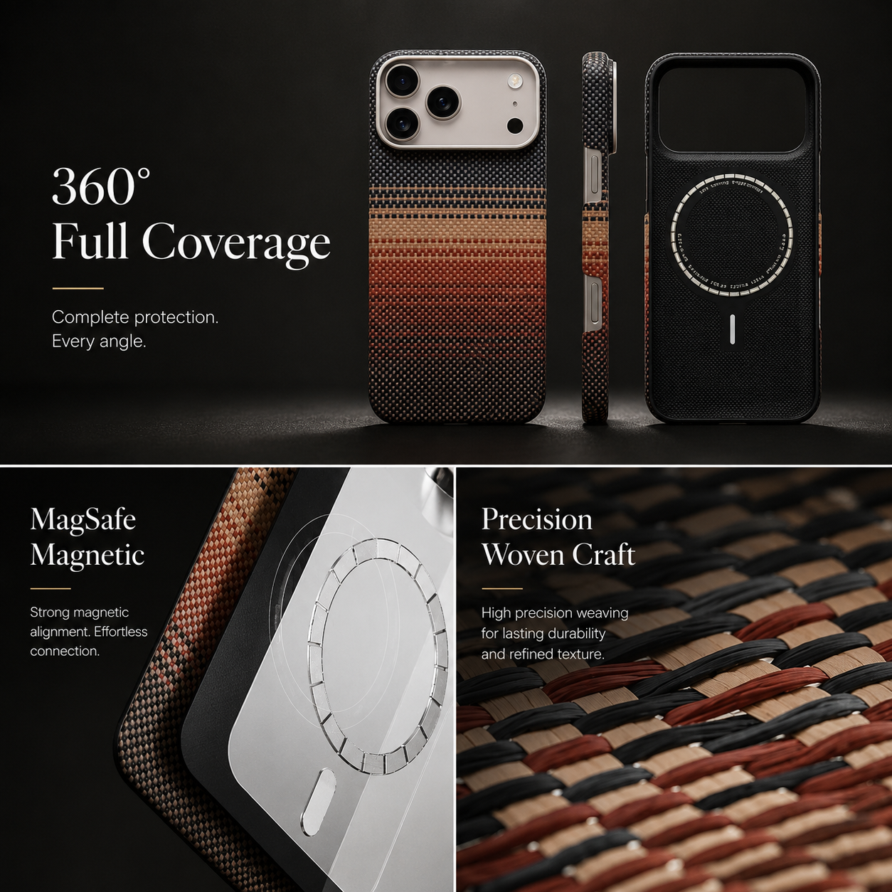 Premium iPhone Case MagSafe Compatible Aramid Carbon Fiber Cover Ultra Thin Magnetic Shockproof Anti Scratch Lightweight Slim Protective Design