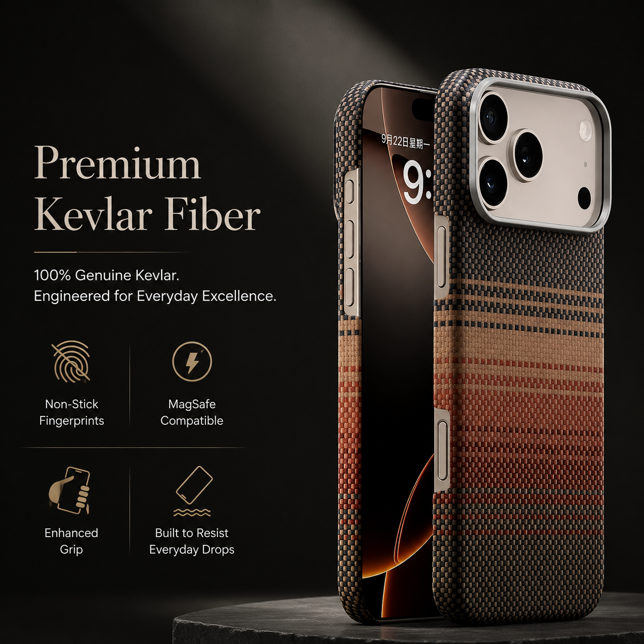 Premium iPhone Case MagSafe Compatible Aramid Carbon Fiber Cover Ultra Thin Raised Lens Screen Guard Anti Scratch Matte Non Slip Full Protection Design