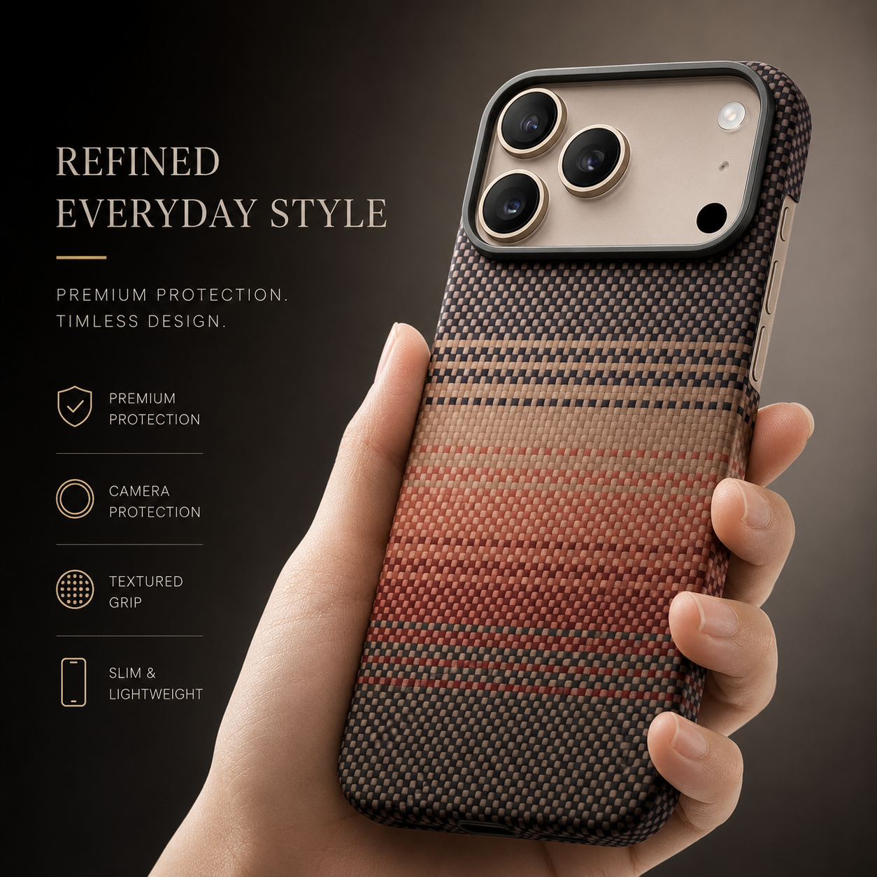 Premium iPhone Case MagSafe Compatible Aramid Carbon Fiber Cover Ultra Thin Raised Lens Screen Guard Anti Scratch Matte Non Slip Full Protection Design