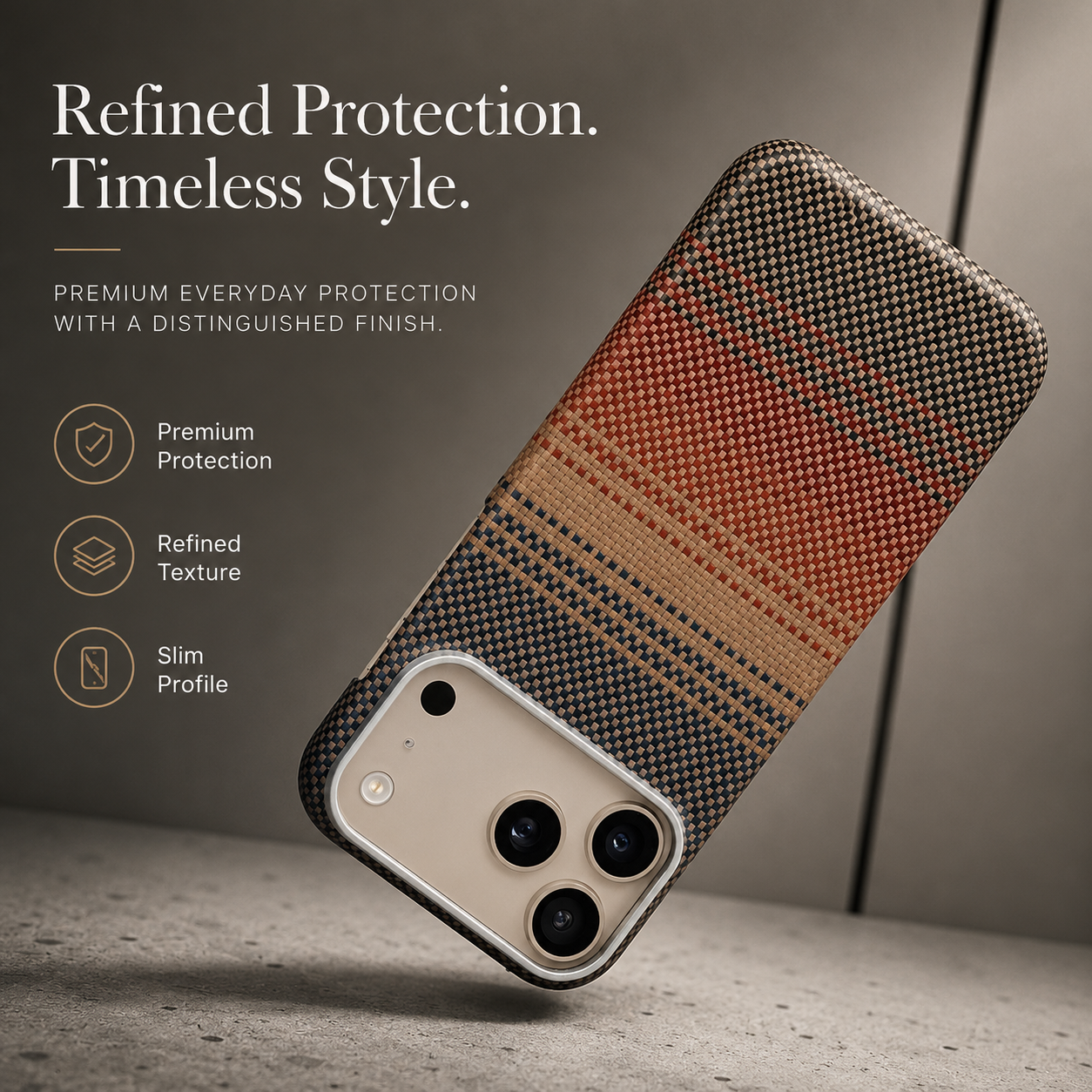 Premium iPhone Case MagSafe Compatible Aramid Carbon Fiber Cover Ultra Thin Raised Lens Screen Guard Anti Scratch Matte Non Slip Full Protection Design