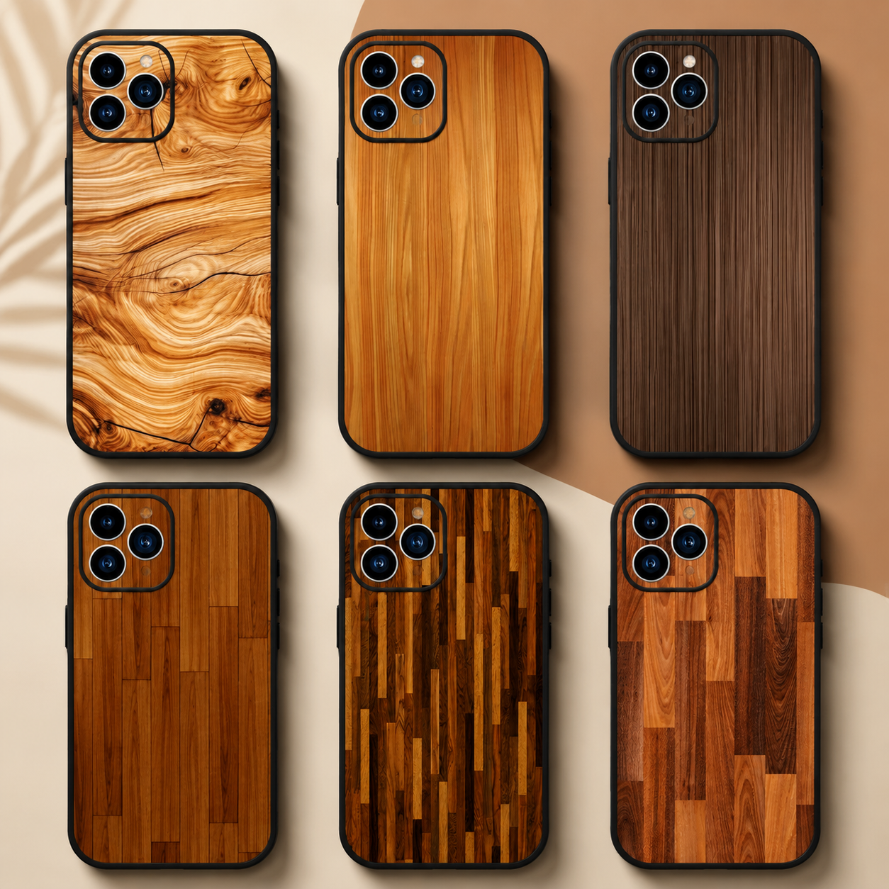 Premium iPhone Case MagSafe Compatible Bamboo Wood Grain Cover Metallic Frame Shockproof Protective Slim Camera Lens Protection Natural Design