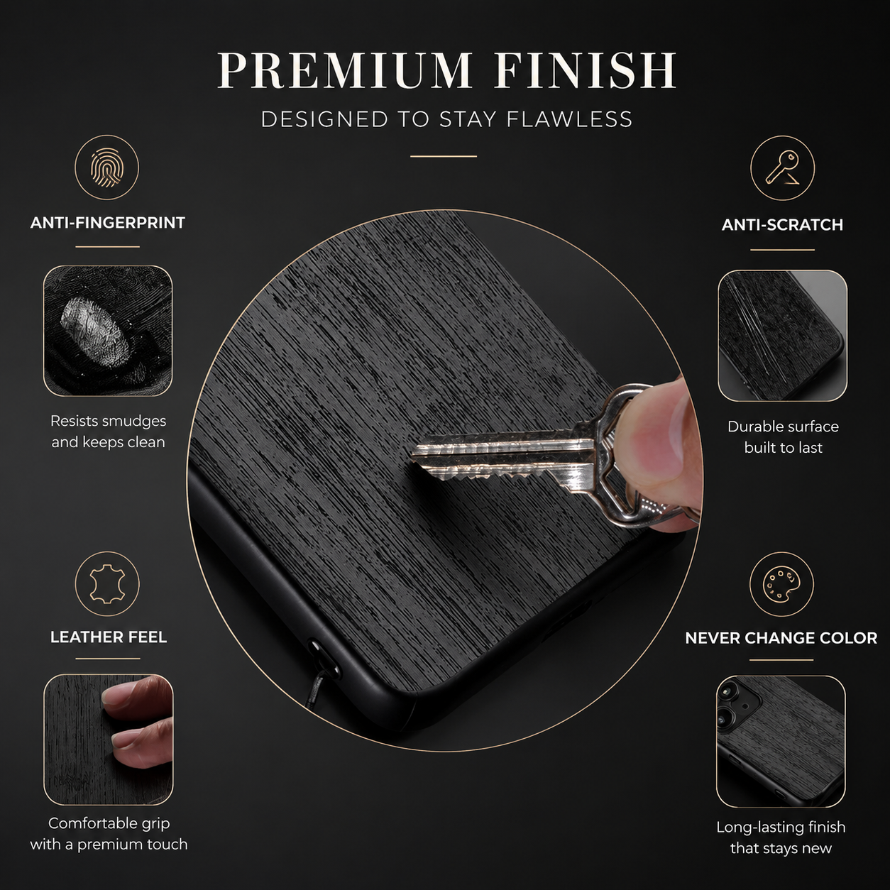 Premium iPhone Case MagSafe Compatible Bamboo Wood Leather Texture Cover Slim Shockproof Protective Camera Lens Protection Natural Finish Design