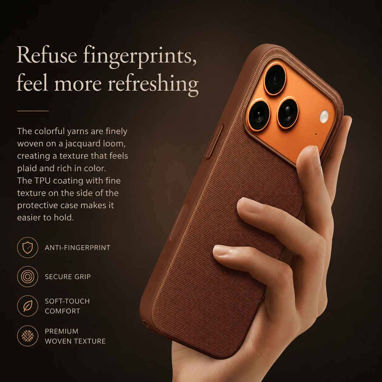 Premium iPhone Case MagSafe Compatible Business Cover Polyester Fiber Shockproof Wireless Charging Full Coverage Anti Scratch Slim Professional Design