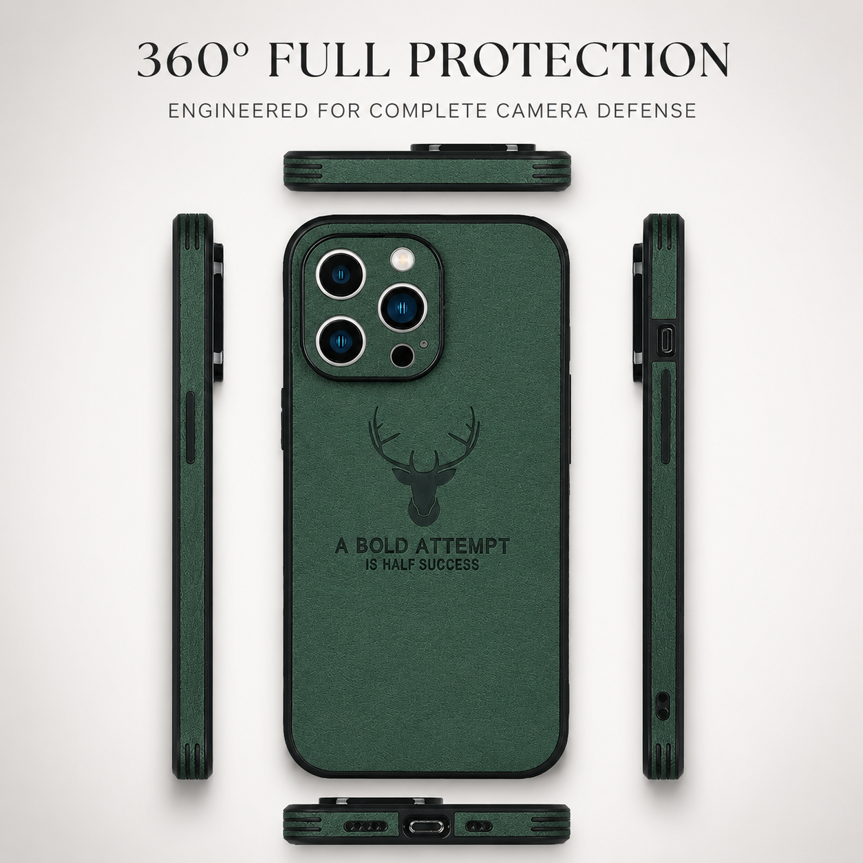Premium iPhone Case MagSafe Compatible Canvas Texture Deer Pattern Magnetic Cover Shockproof Bumper Frame Camera Lens Guard Slim Full Coverage Design