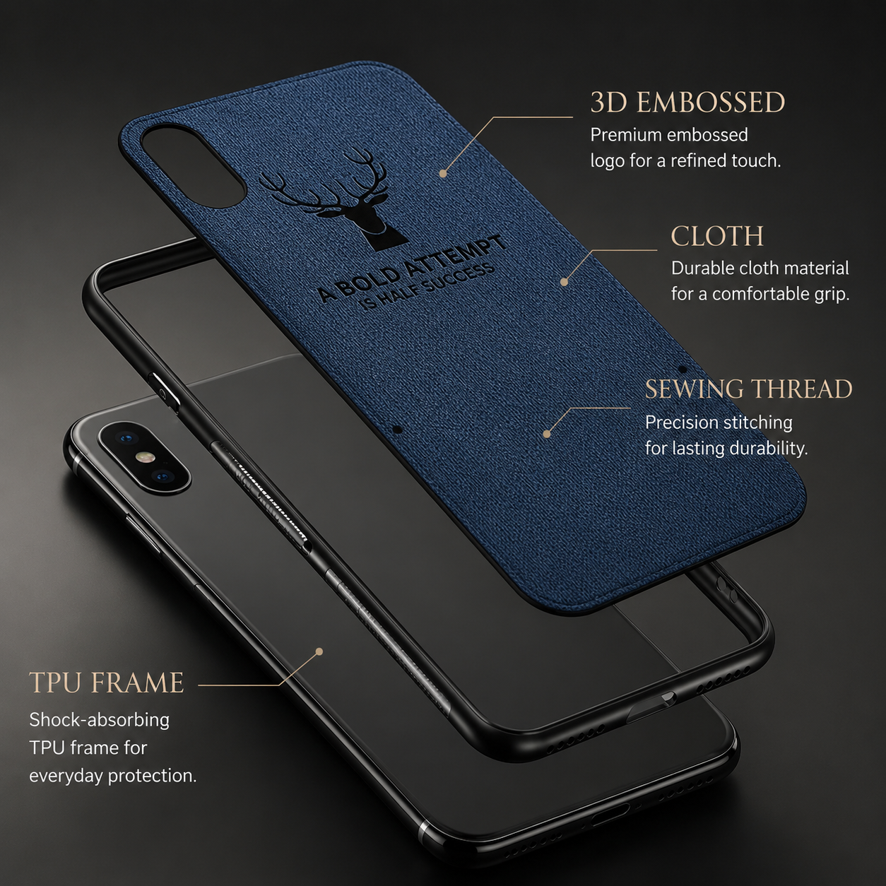 Premium iPhone Case MagSafe Compatible Canvas Texture Deer Pattern Magnetic Cover Shockproof Bumper Frame Camera Lens Guard Slim Full Coverage Design